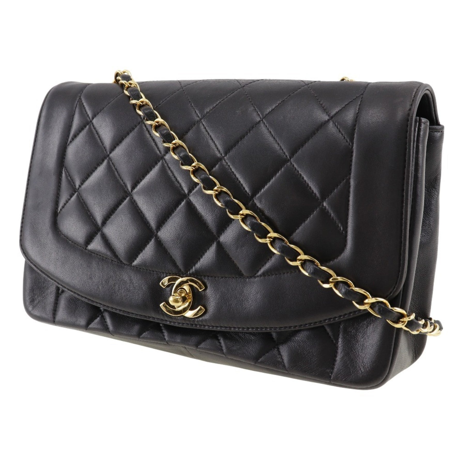 Chanel Chain Shoulder Bag Diana Lambskin Turnlock ChainShoulder