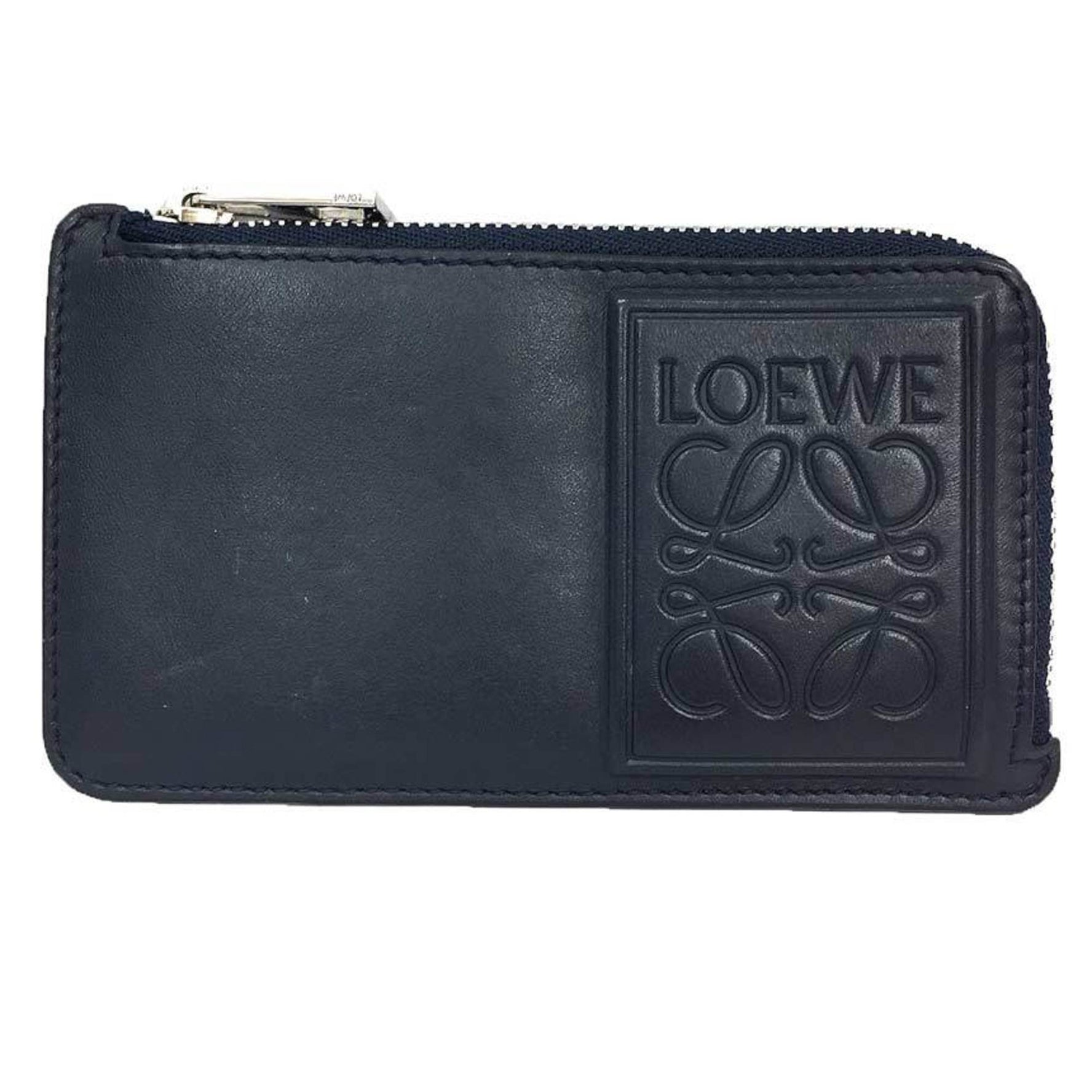 LOEWE Coin Case Card Anagram Leather Navy Wallet