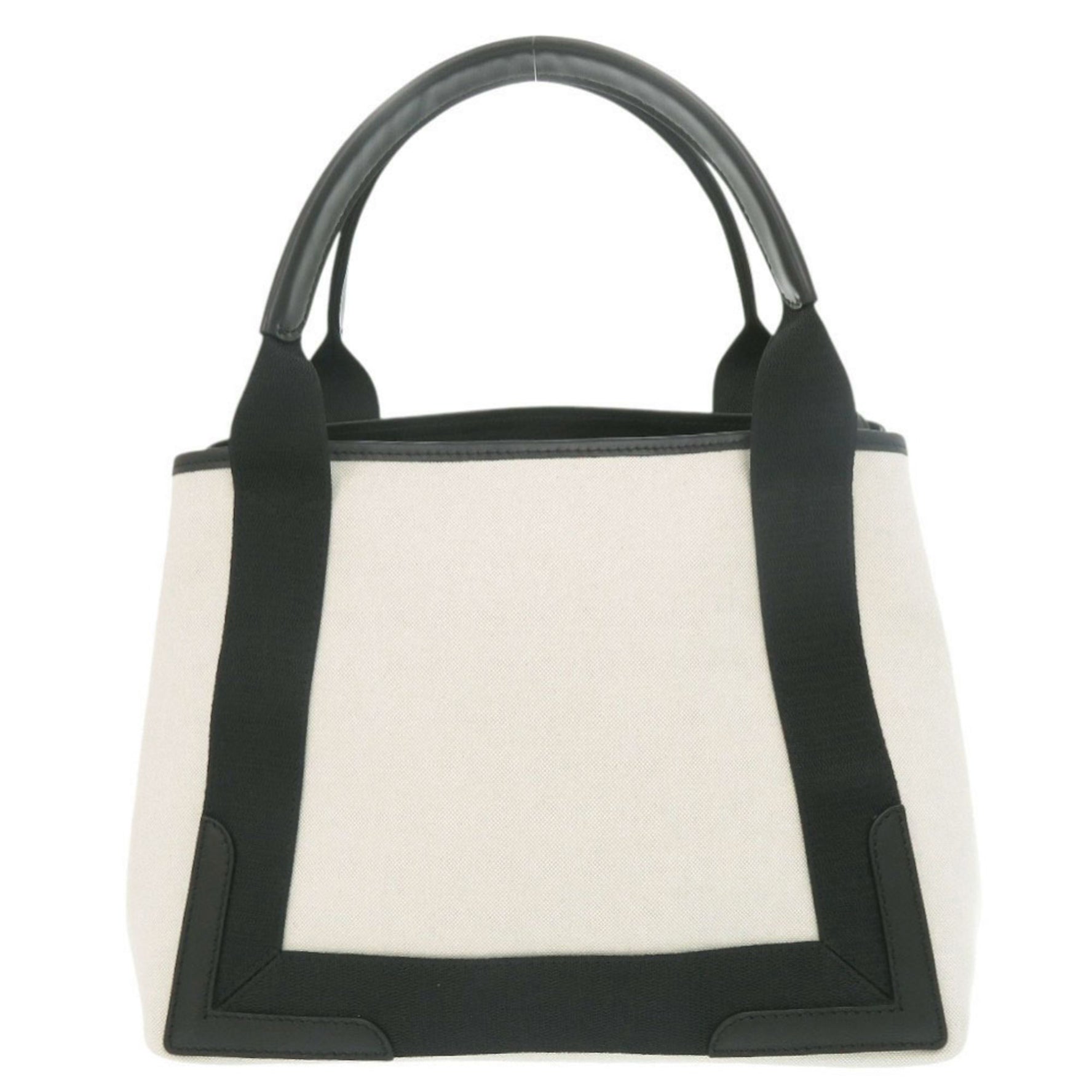 Balenciaga Navy Cabas S Canvas Leather Natural Handbag 0615