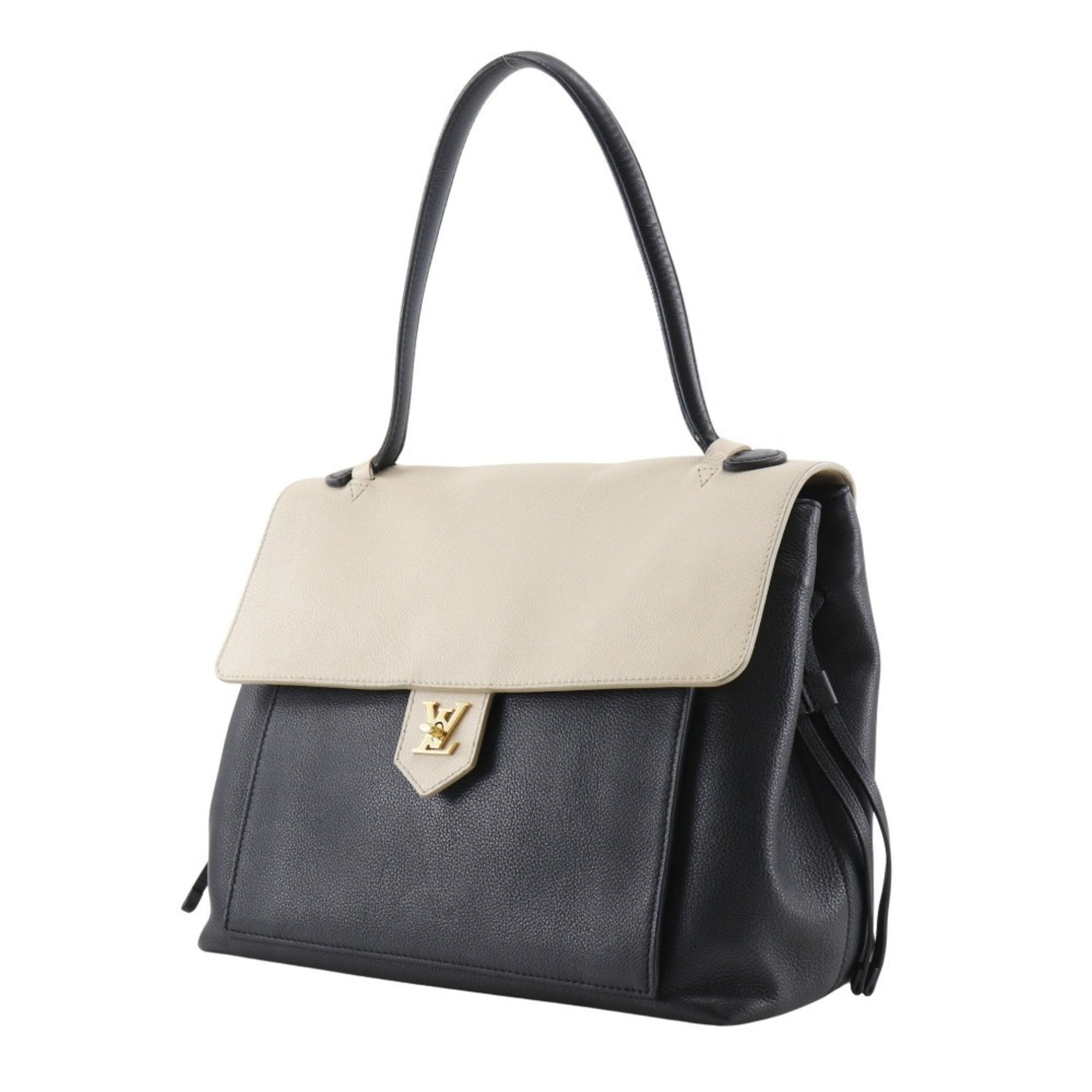 Louis Vuitton Rock Me MM Tote Bag Calf Black/Beige Turnlock