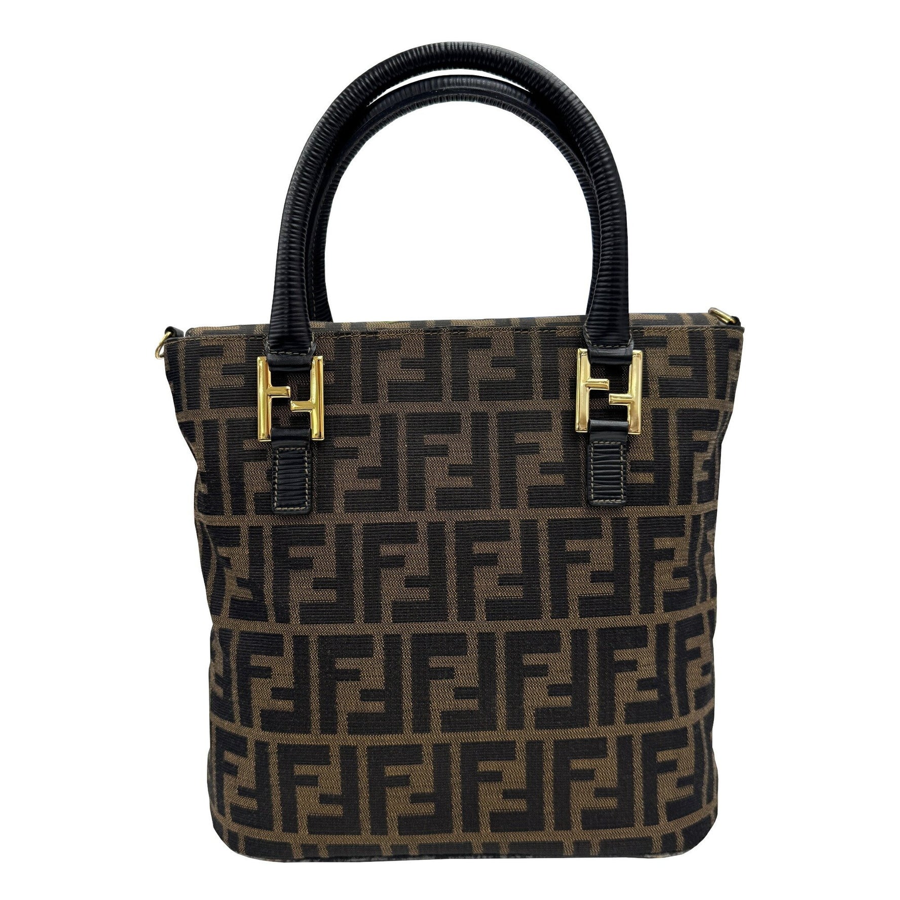 FENDI Zucca pattern handbag tote bag canvas and leather