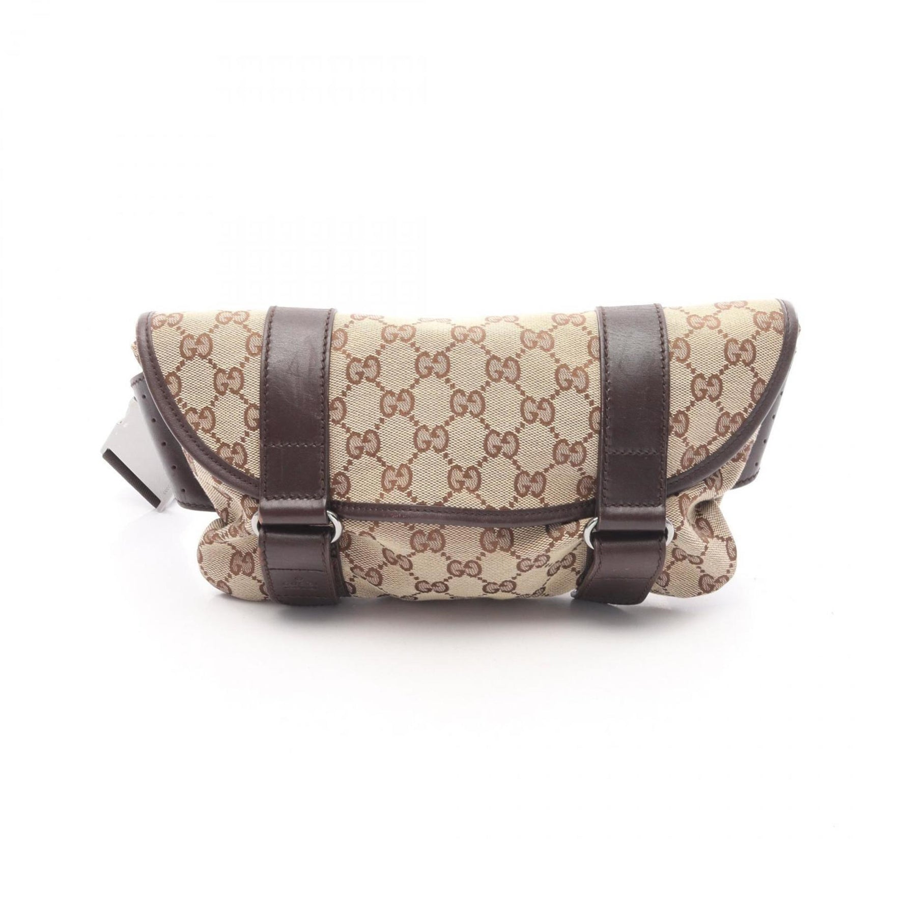 Gucci GG Canvas Waist Bag, and Leather, Men's Beige Brown