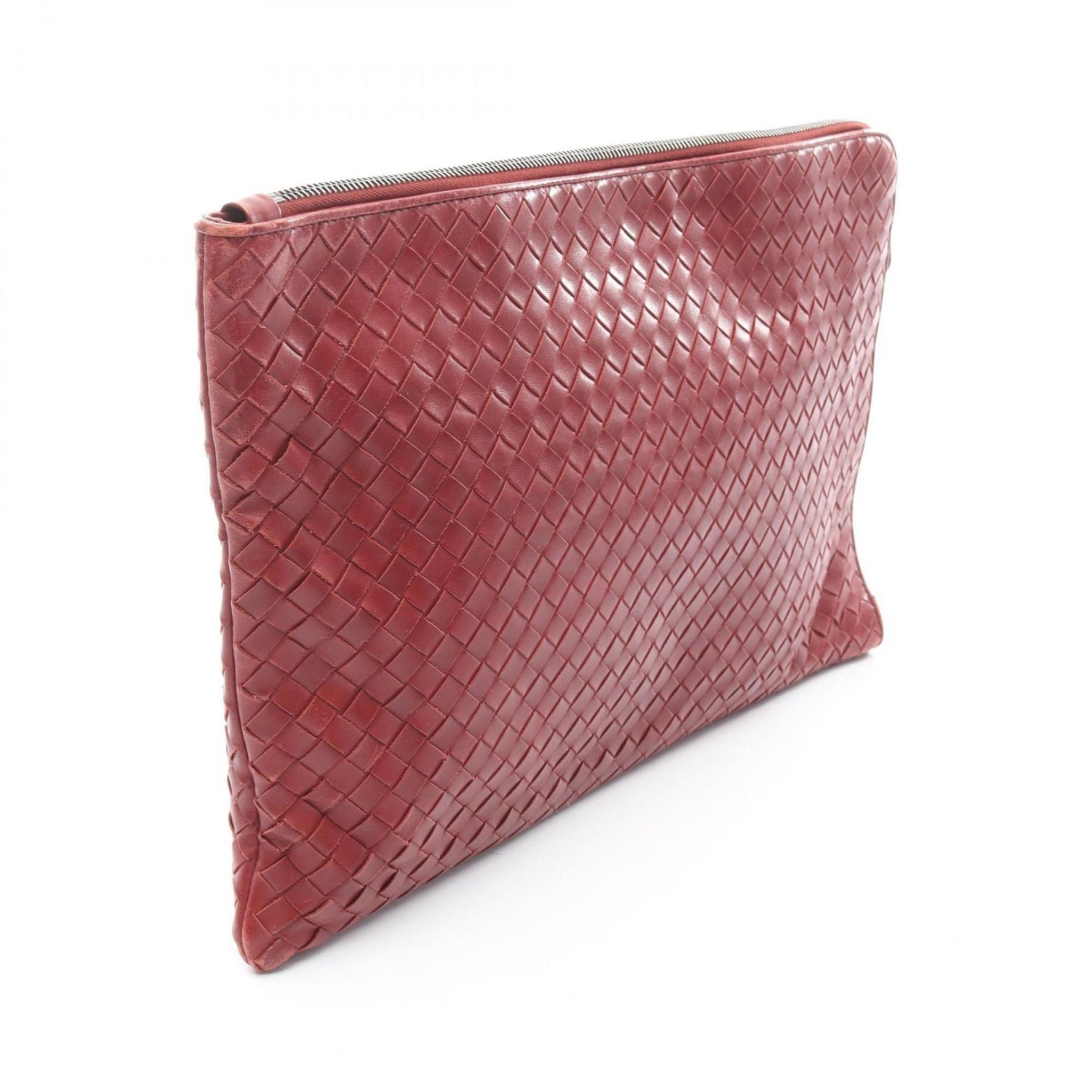Bottega Veneta Intrecciato Leather Second Bag/Clutch Bag Red