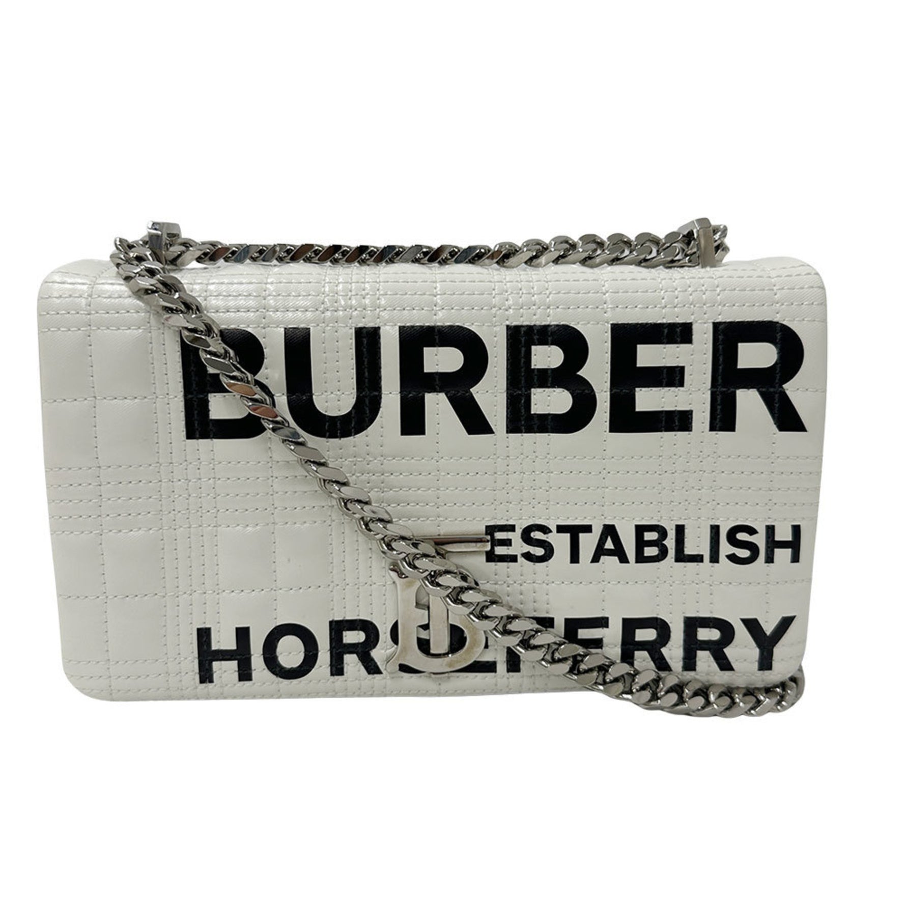 Burberry Shoulder Bag Leather PVC Horseferry Lola Chain Quilted