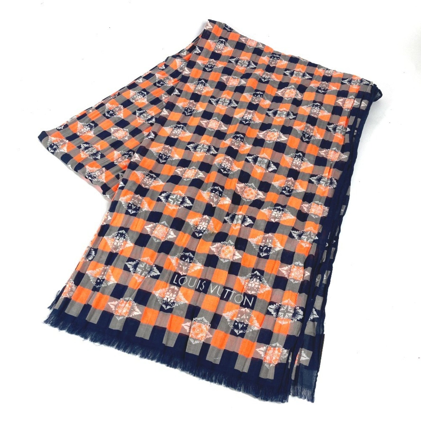 Louis Vuitton Shawl Stole Cotton Orange