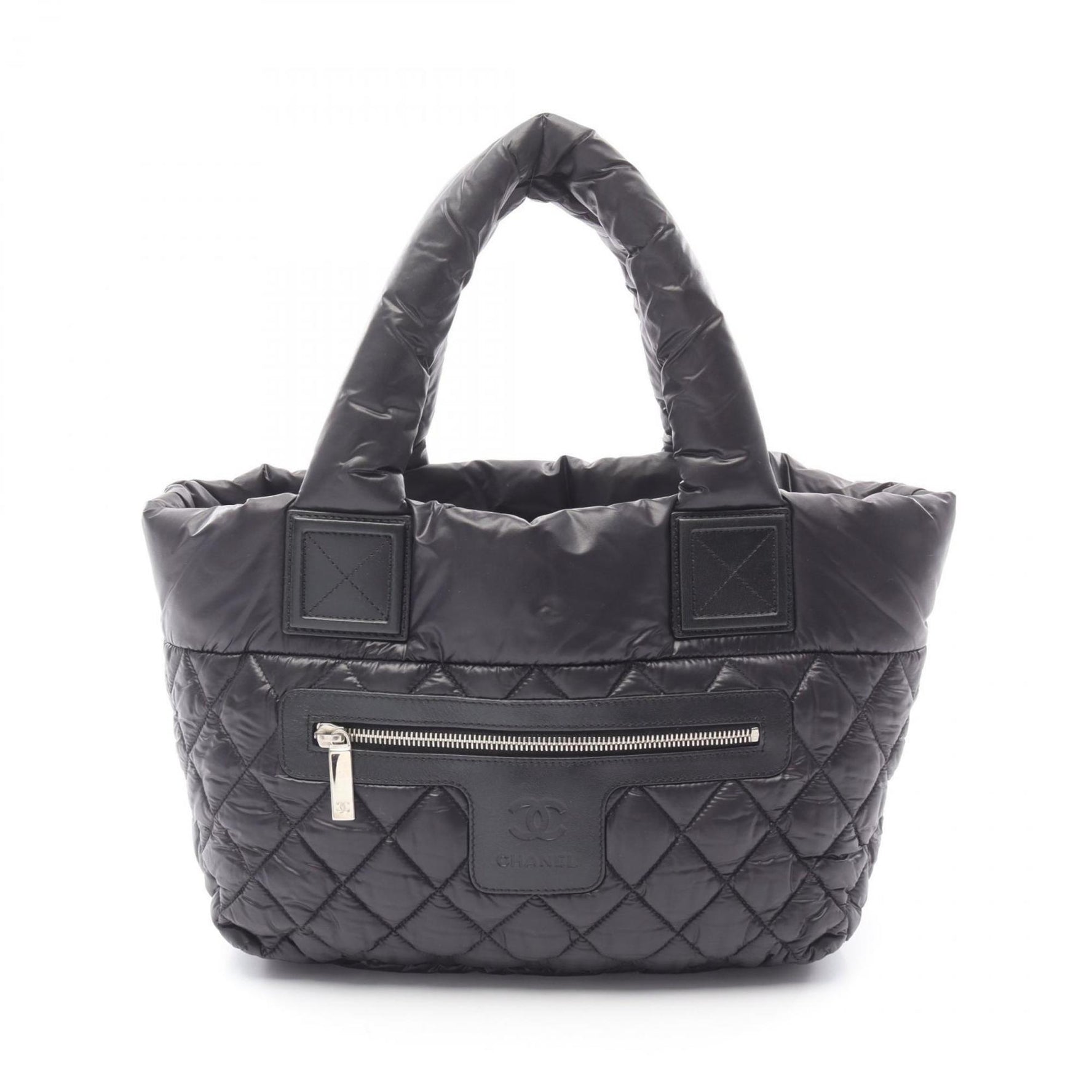 CHANEL Coco Cocoon Small Tote Bag, Nylon and Leather, Black Bordeaux