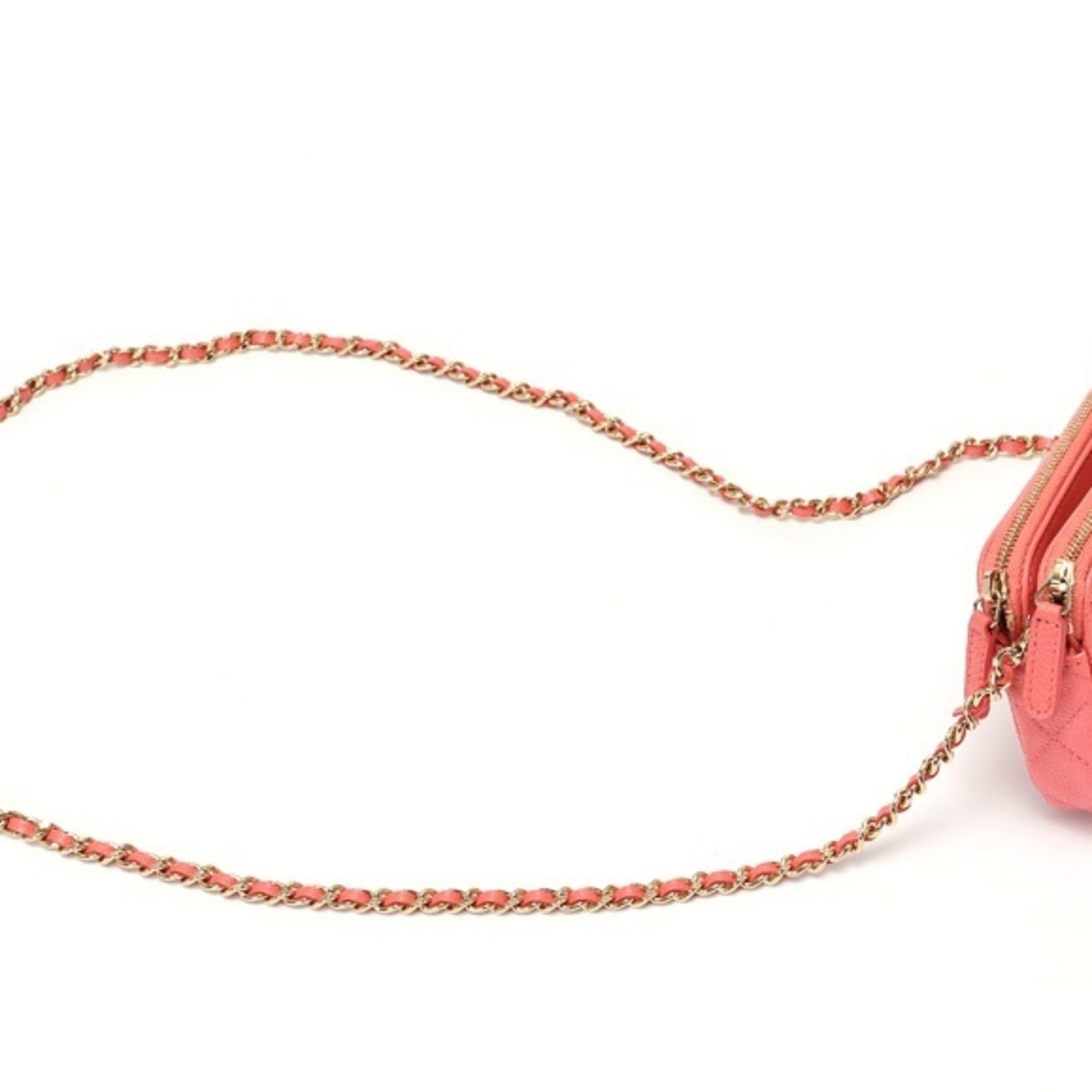 CHANEL Matelasse Chain Wallet Shoulder Bag Caviar Skin