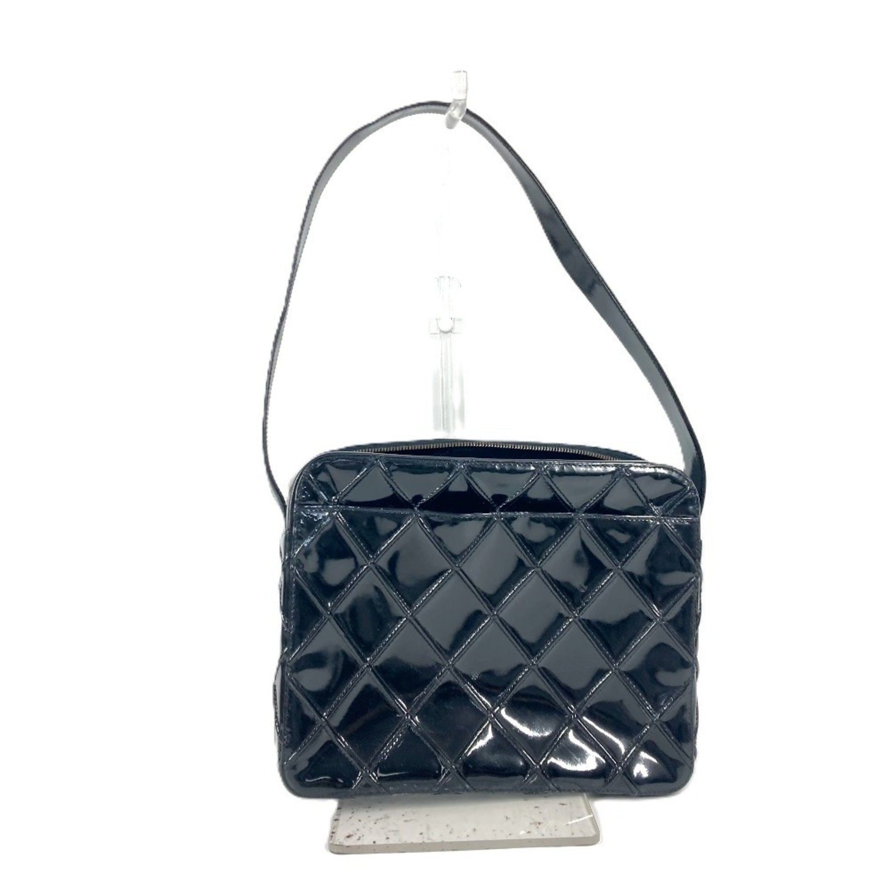 CHANEL Vintage Quilted Matelasse Bag Shoulder Box Handbag Patent Leather