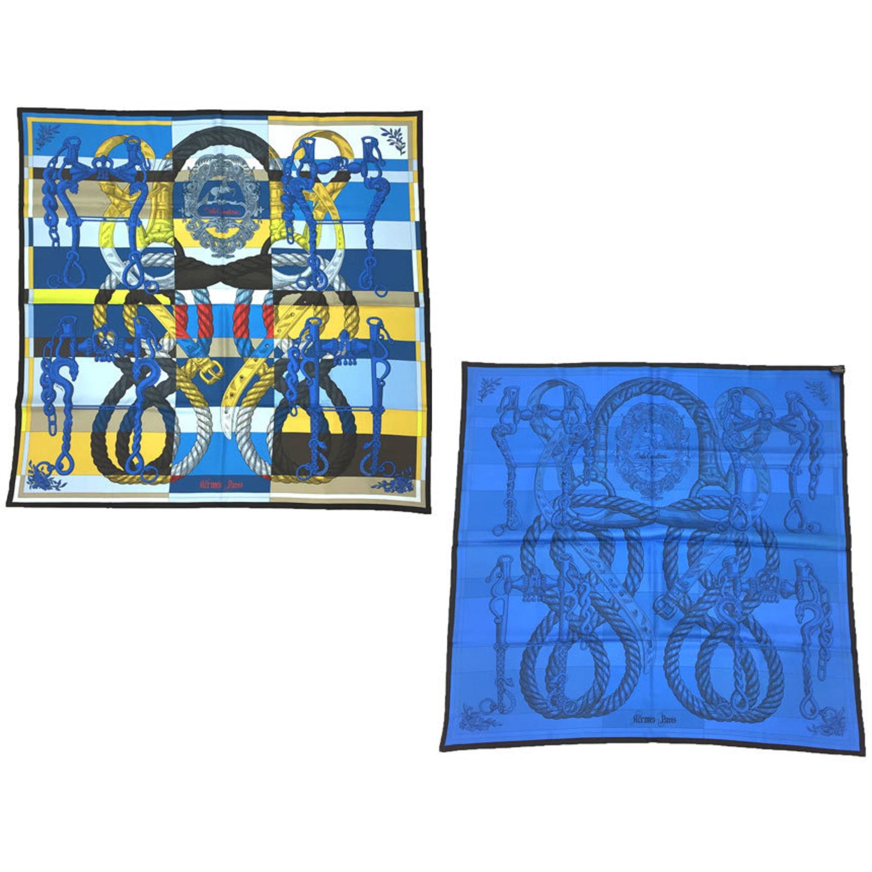 HERMES Carre 90 Double Face Scarf Muffler DELLA CAVALLERIA 100% Silk