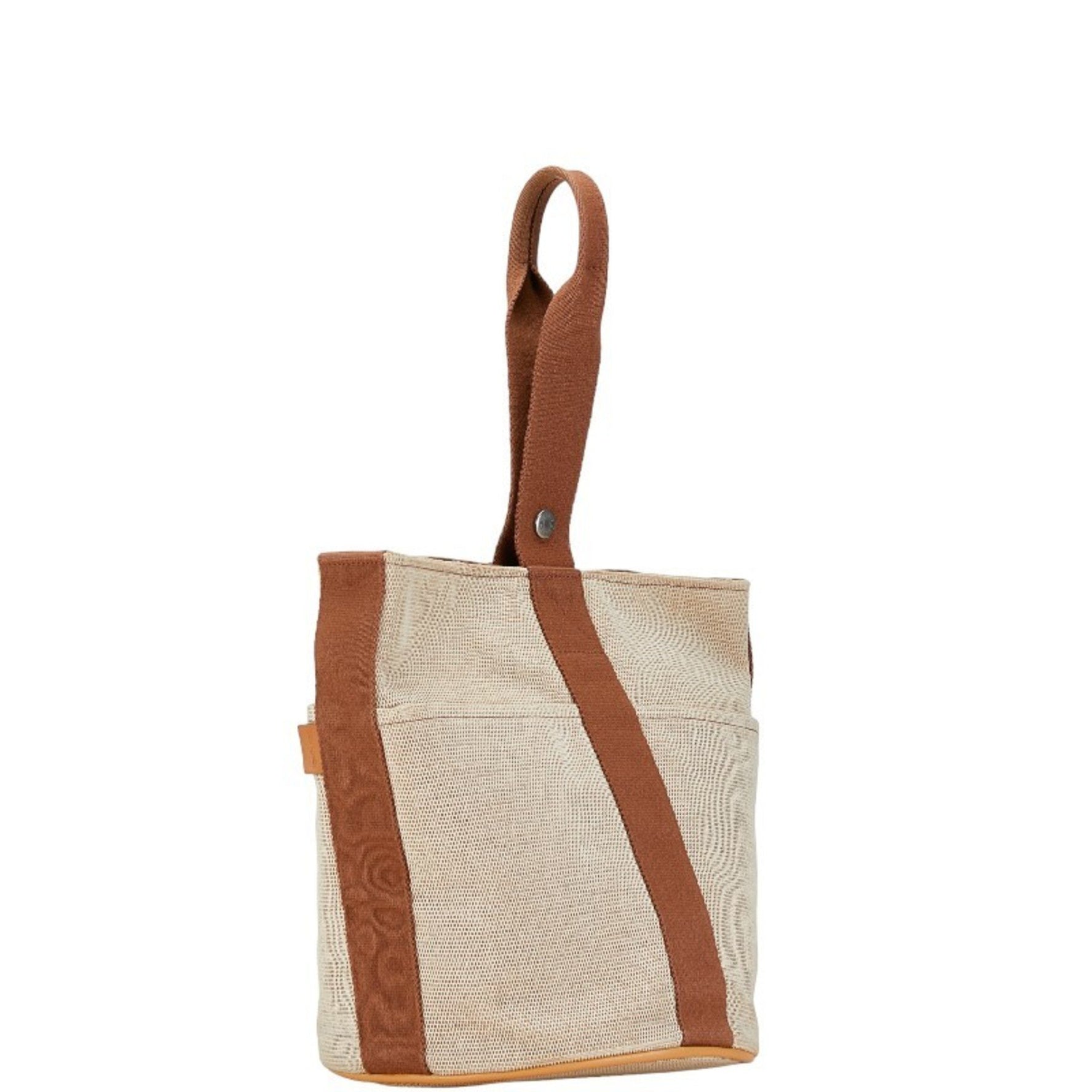 Hermès Saxo MM Handbag Tote Bag Beige Brown Toile H HERMES