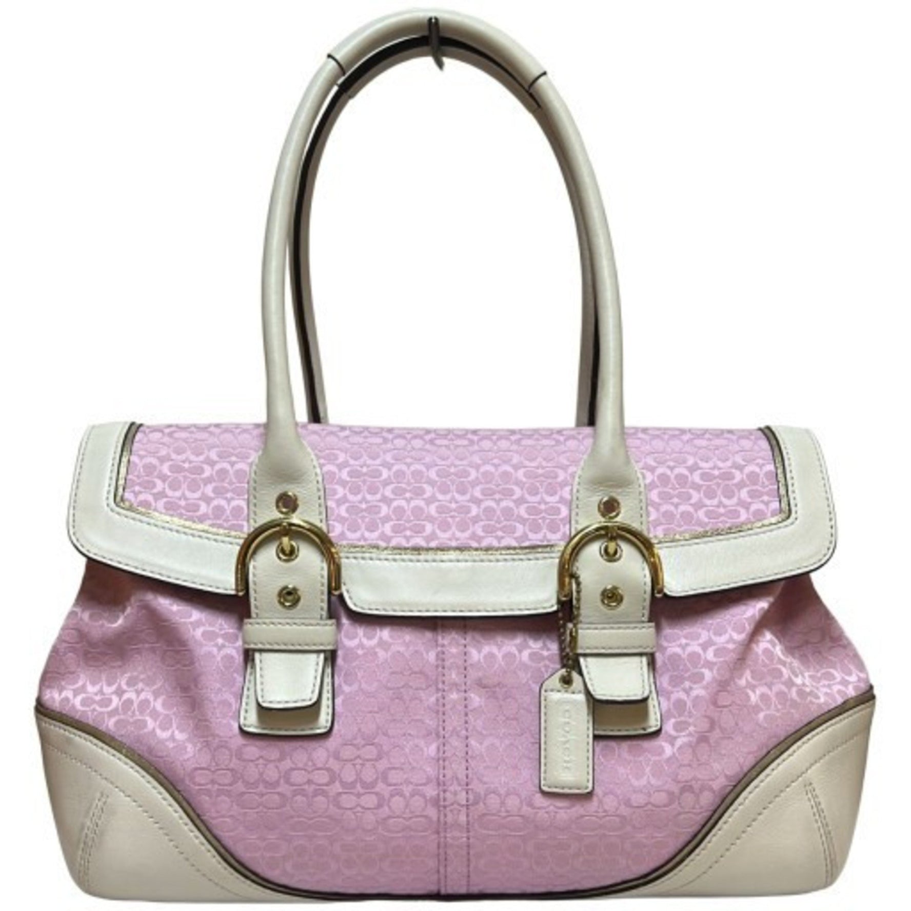 COACH Mini Signature Soho Canvas and Leather Handbag 1458 Pink with White Flap, SOHO Mikunigaoka Store ITJYZQJTPKWG