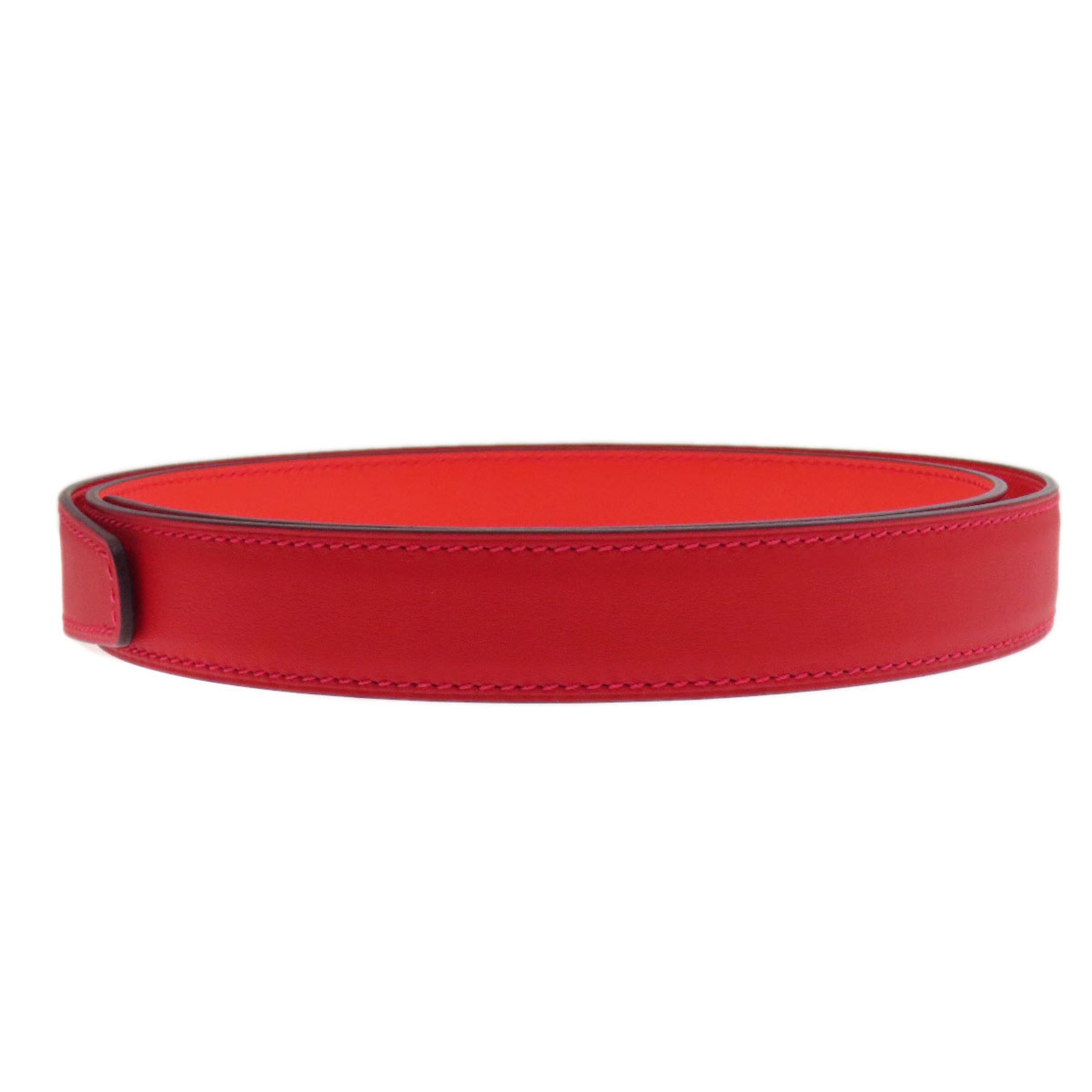 Hermes Rival Vermilion Rose Silver Hardware Belt Swift Epson Men's