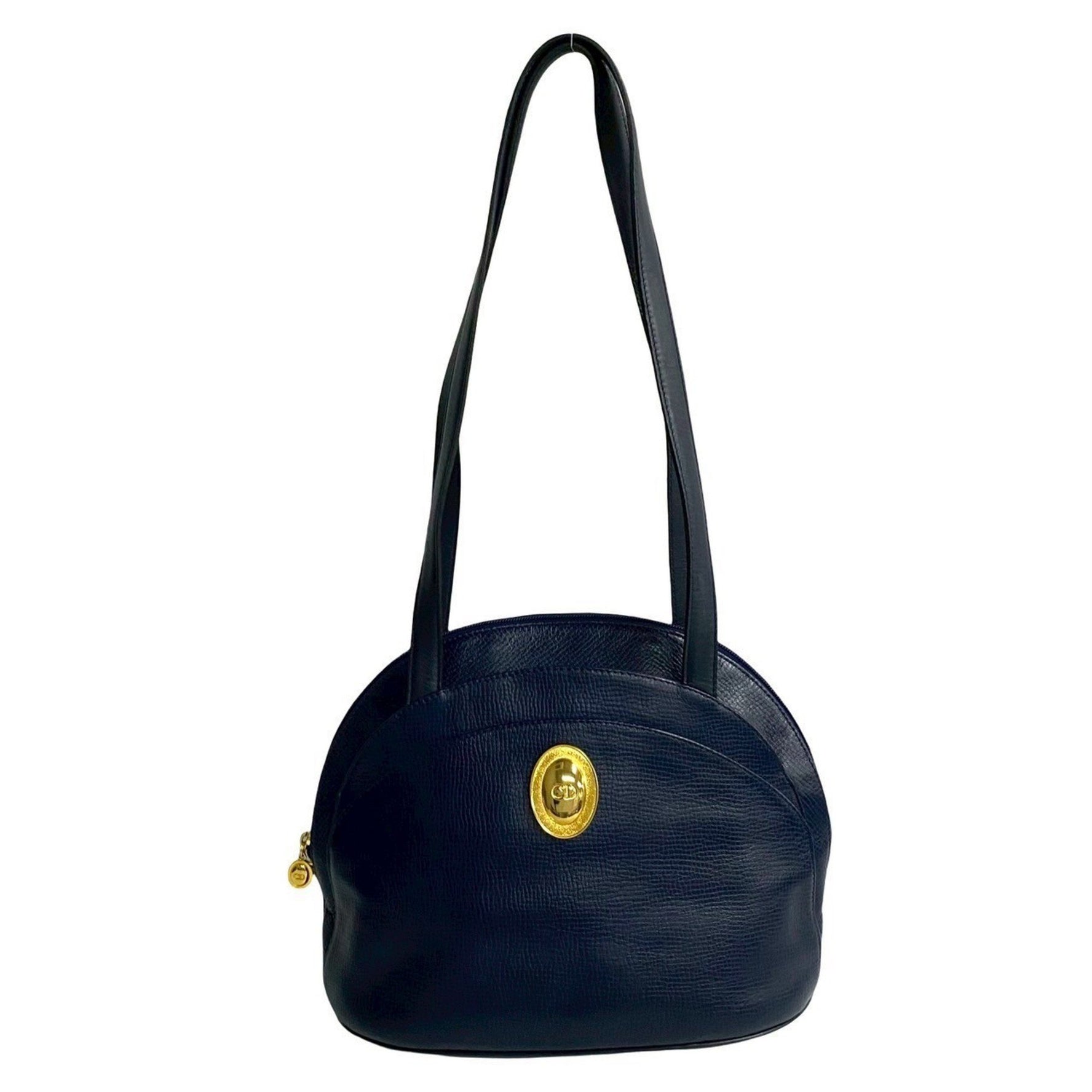 Christian Dior Vintage CD Logo Metal Hardware Leather Semi-Shoulder Bag/Mini Tote Bag