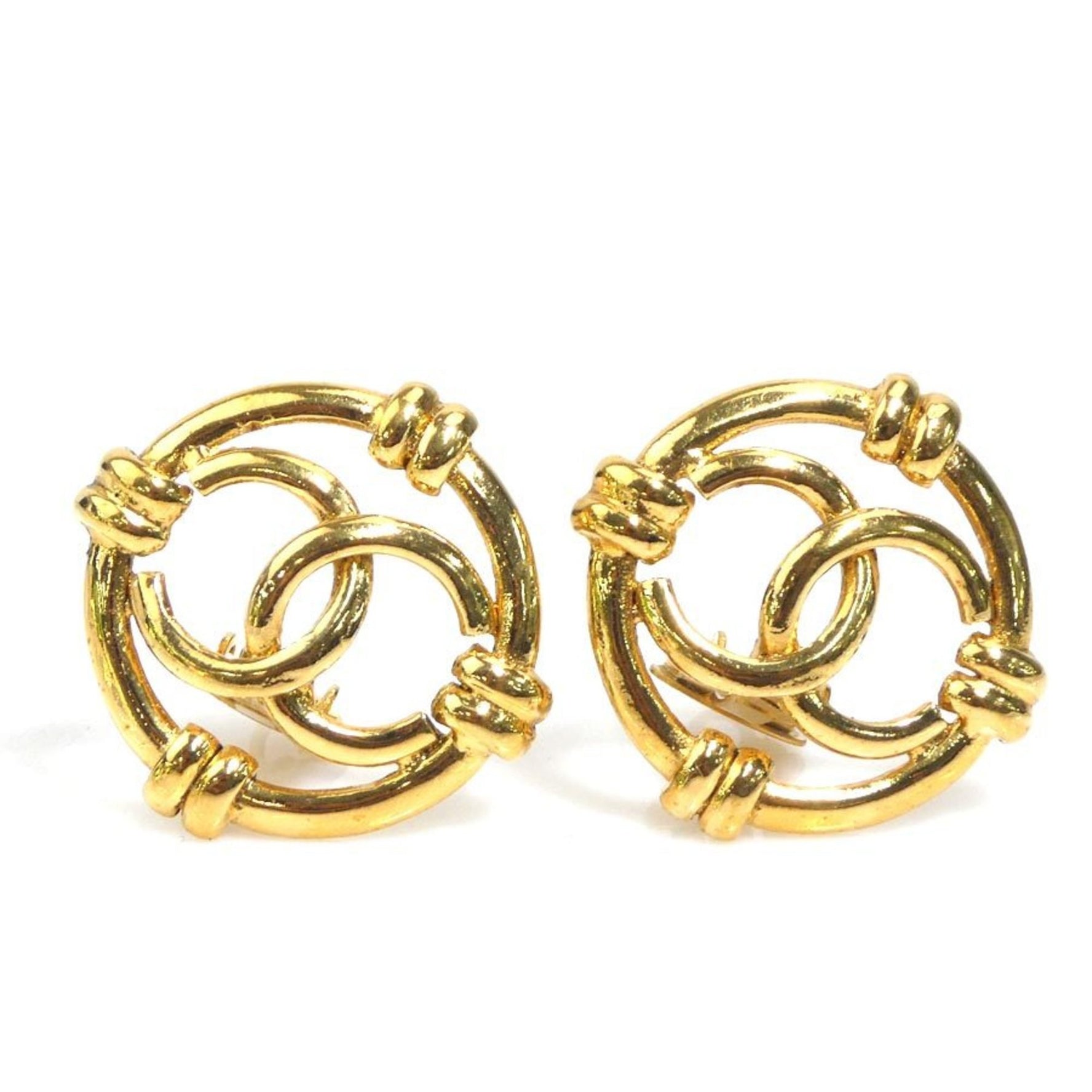 CHANEL Coco Mark Metal Earrings