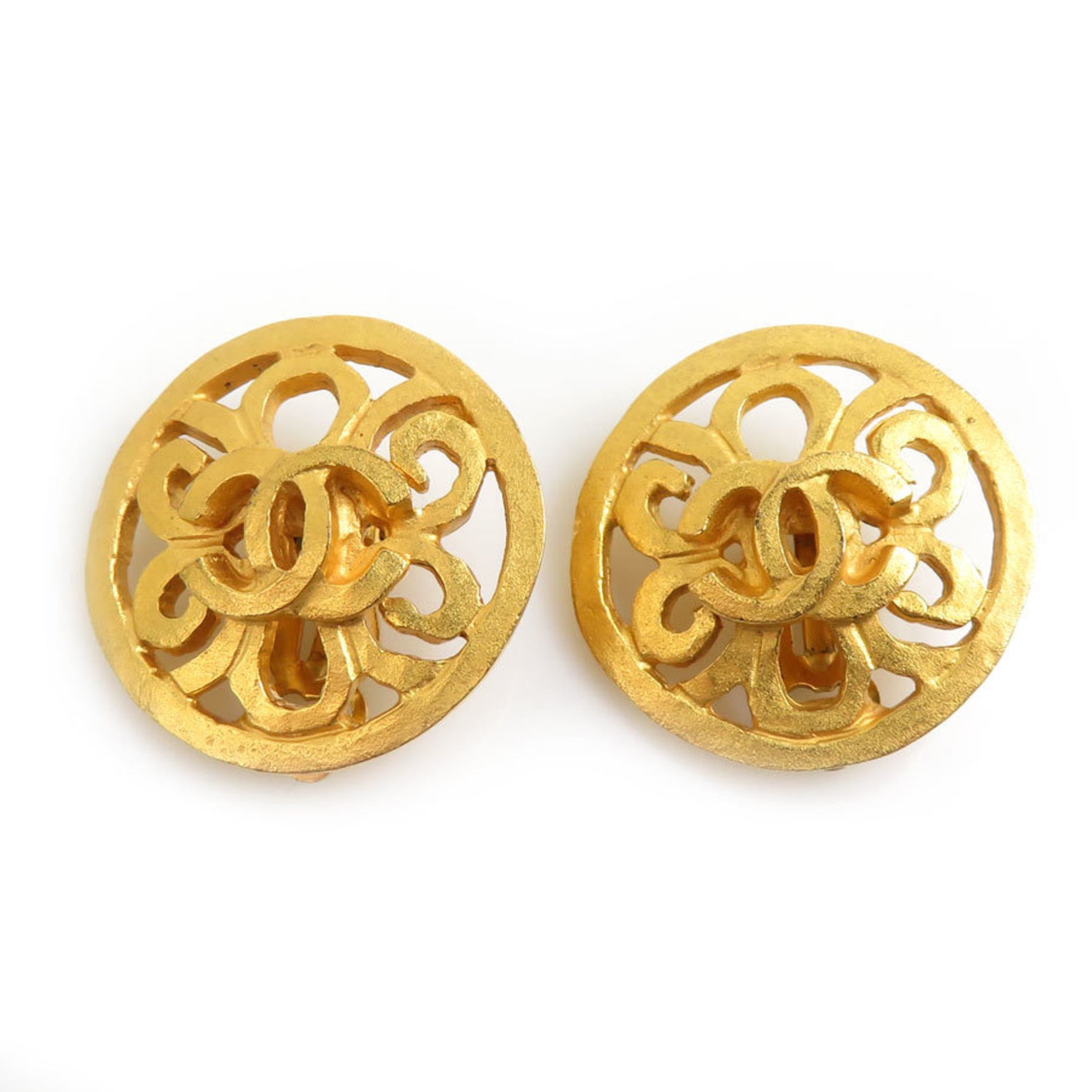 CHANEL Coco Mark Metal Earrings