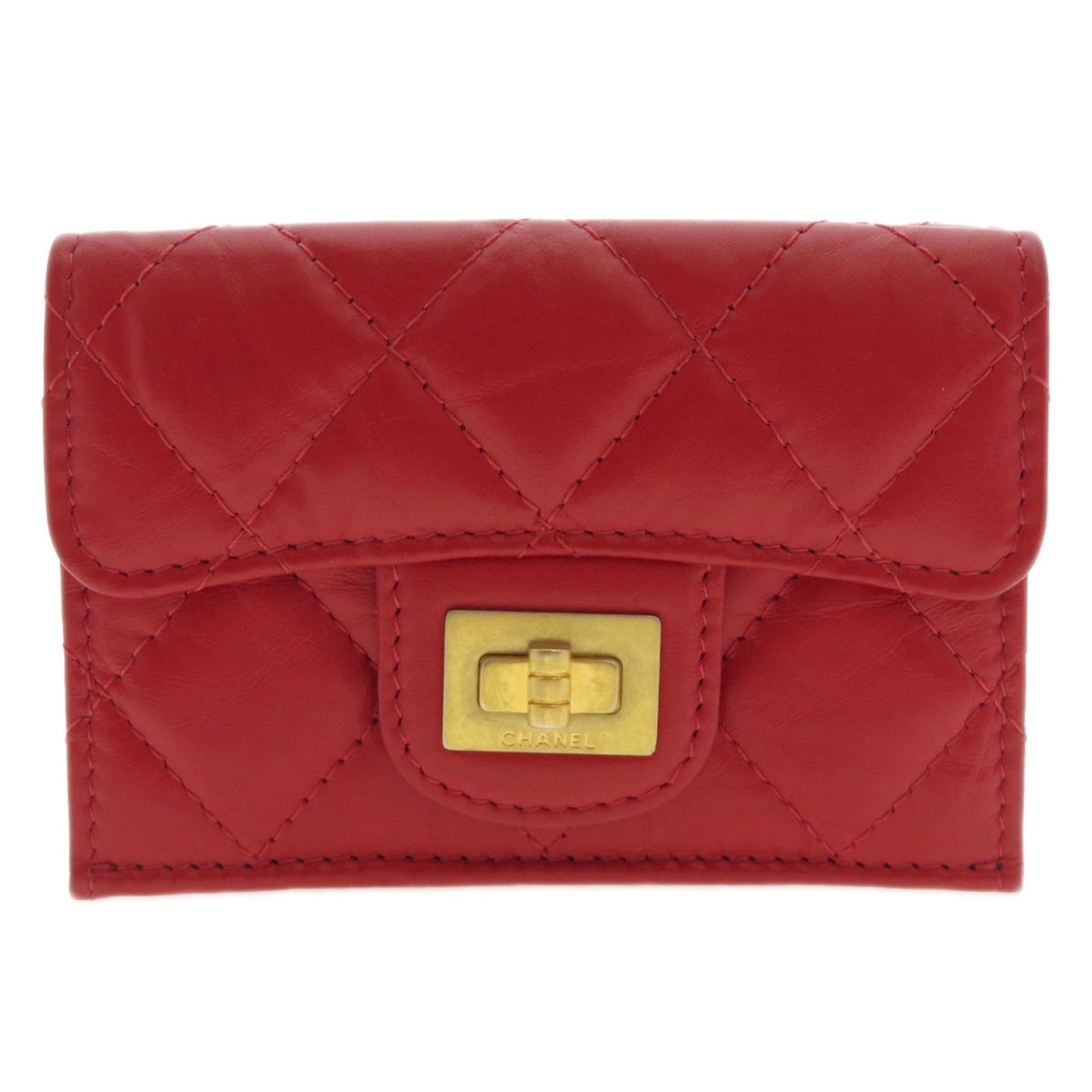 CHANEL Tri-fold Compact Wallet Matelasse Bi-fold Calfskin
