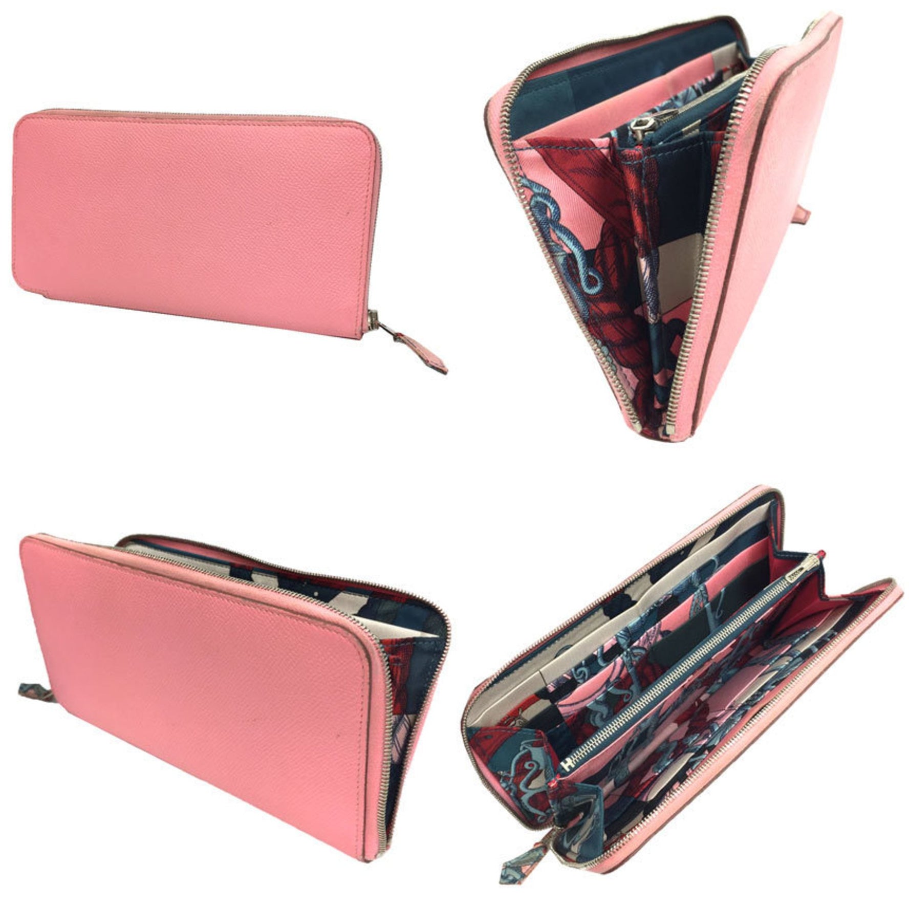 HERMES Azap Silk In Wallet Long Round Della Cavalleria PORTEFEILLE SILK IN CLASSIQUE VEAU EPSON Pink ROSE CONFETTI