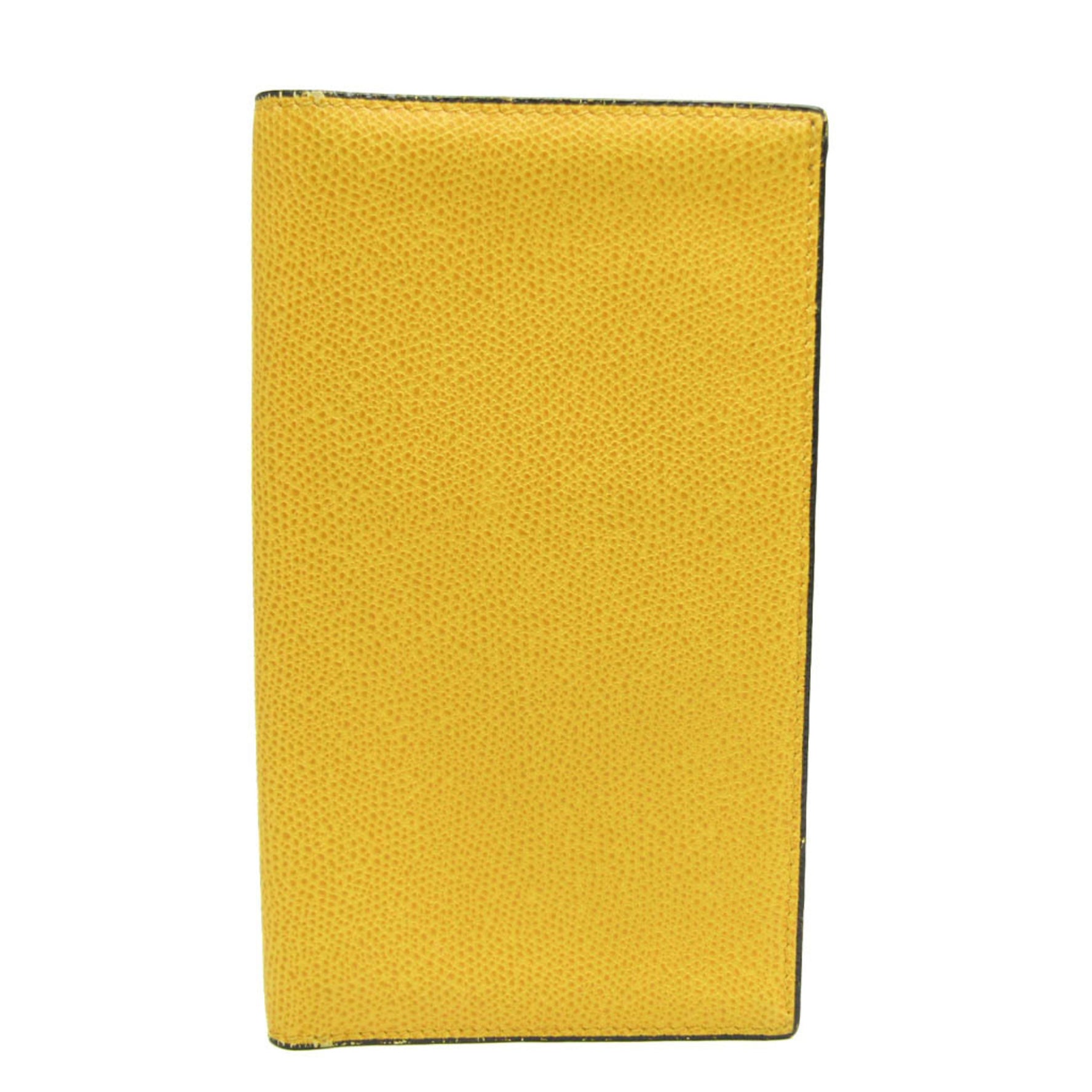 Valextra V8L70 Men,Women Leather Long Wallet (bi-fold) Yellow