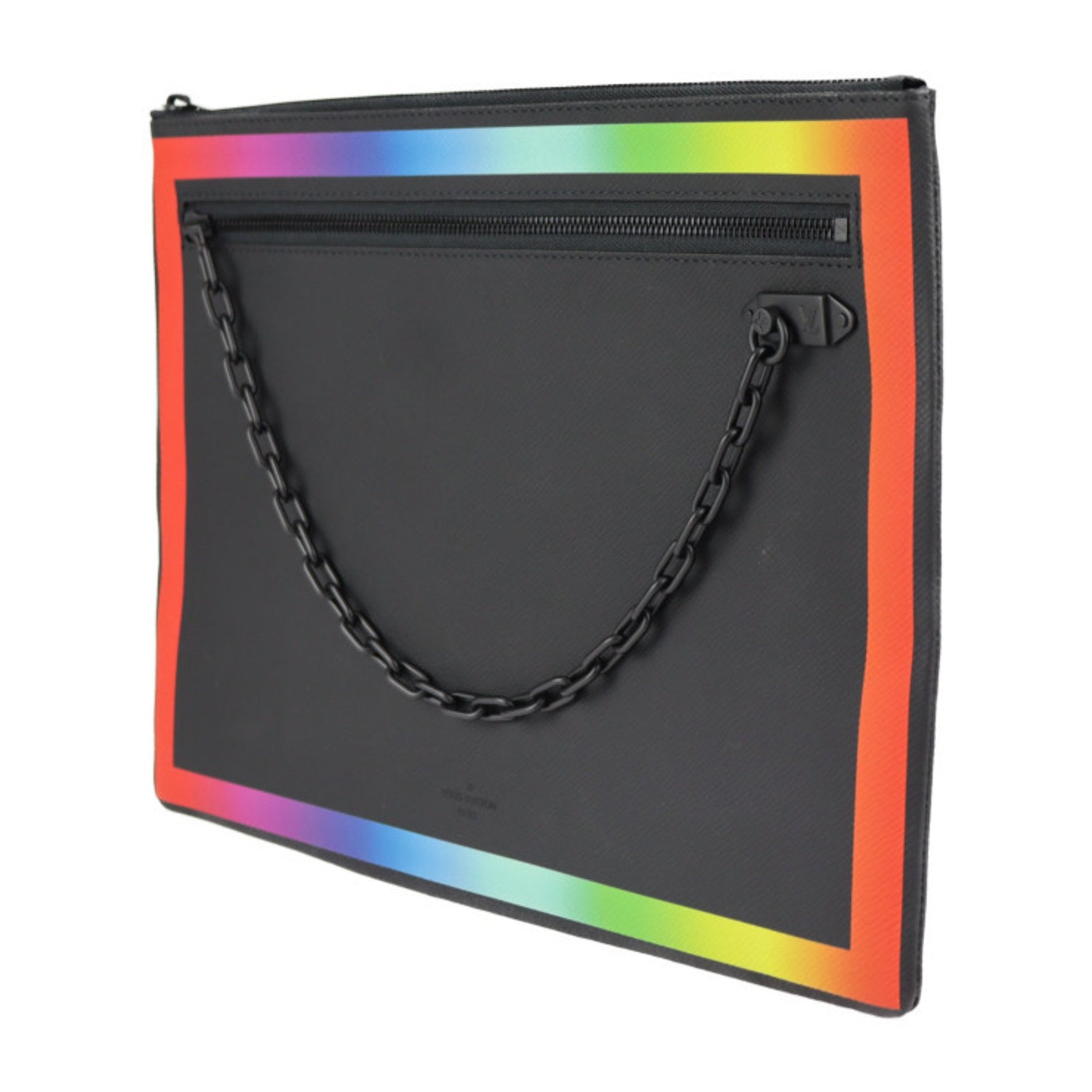 Louis Vuitton Pochette Taiga Rainbow Clutch Bag Black Limited Virgil Abloh Chain