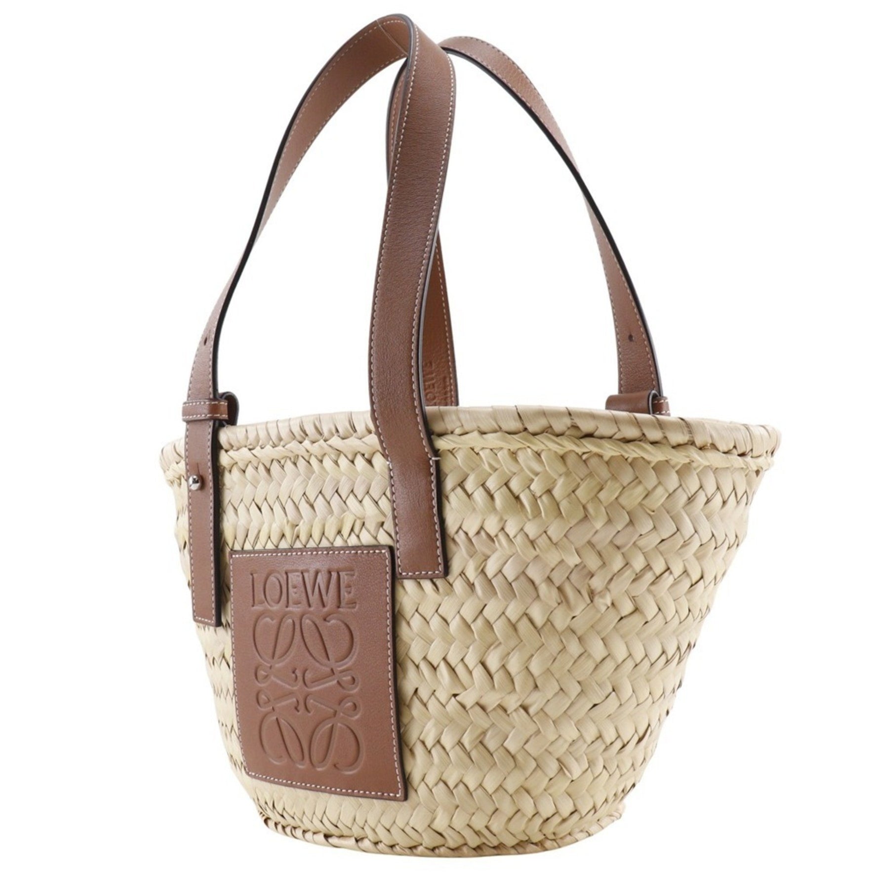 LOEWE Basket Bag, Small Tote Raffia and Leather, Brown