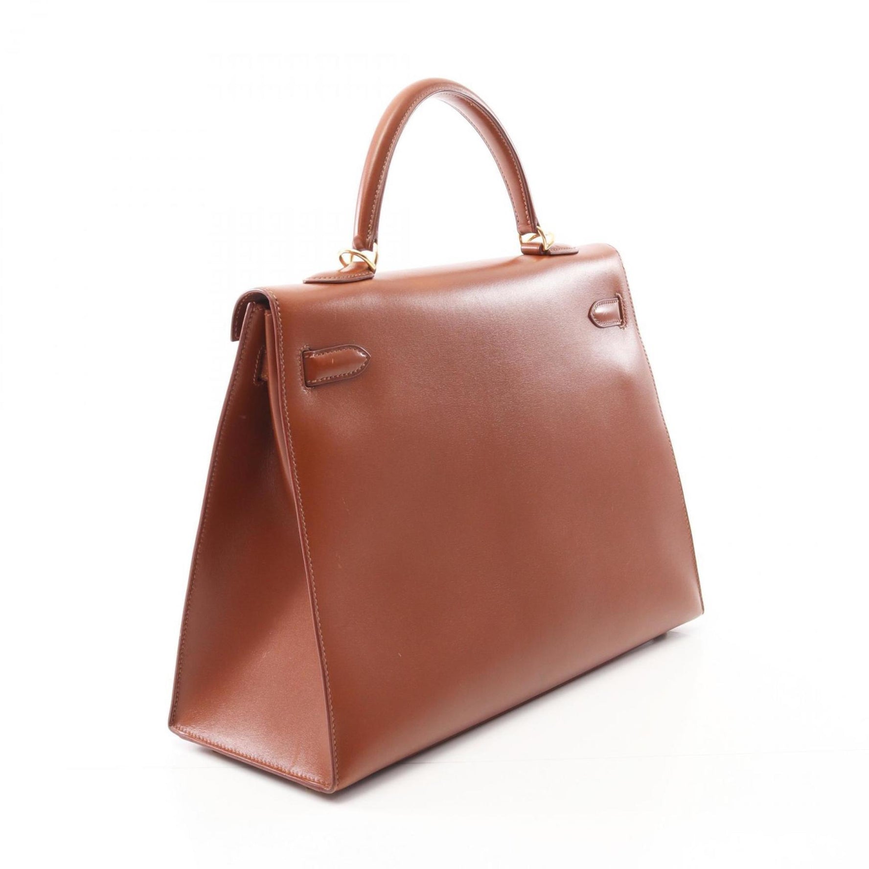 Hermes Hermès Kelly 35 handbag in box calf leather, brown, for women