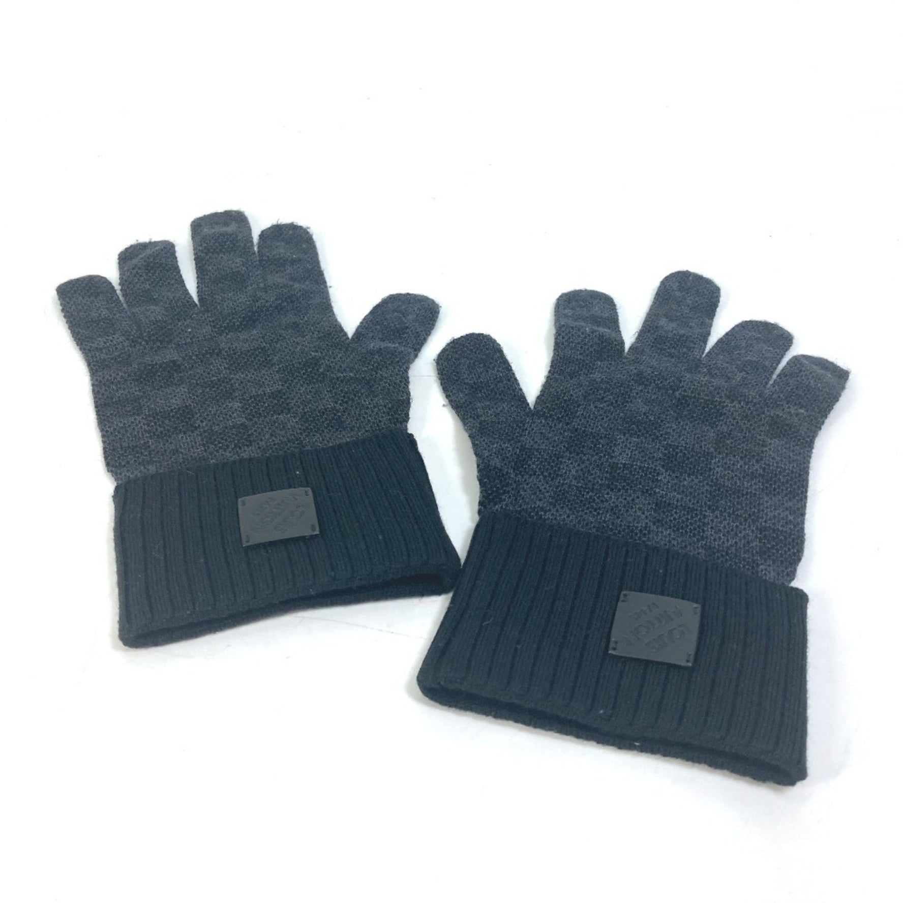 Louis Vuitton Damier Graphite Gon Neopti Gloves, Leather Tag, Wool