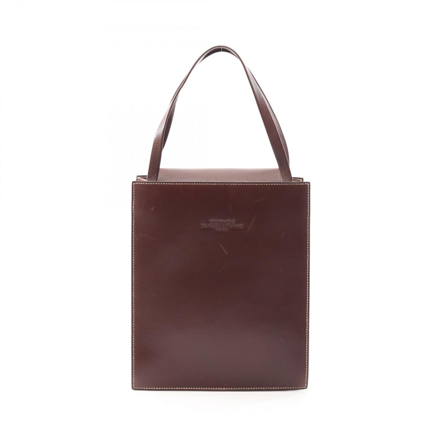 Hermes Hermès Lucy MM handbag in box calf leather, brown.