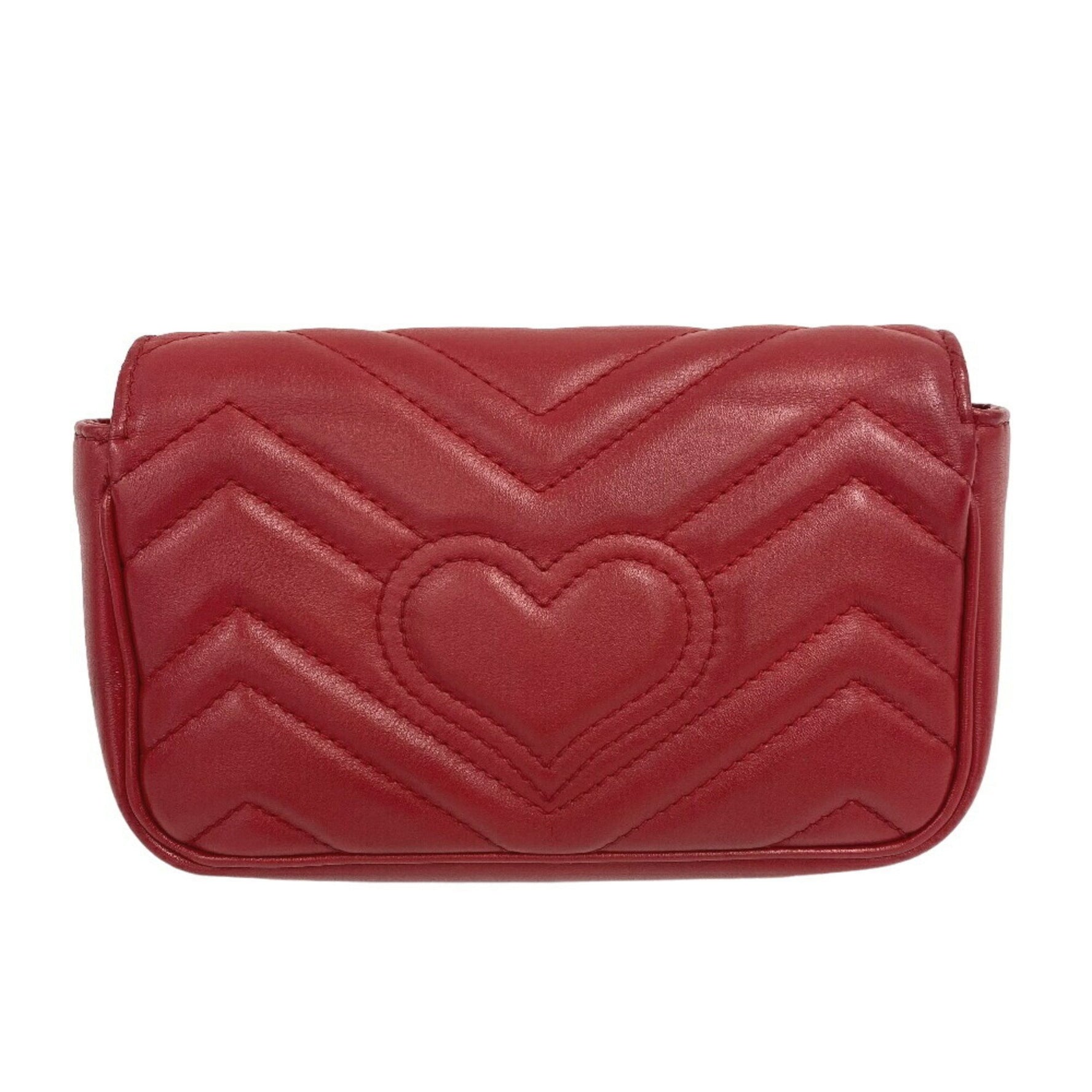 GUCCI Chain Shoulder GG Marmont Bag Red
