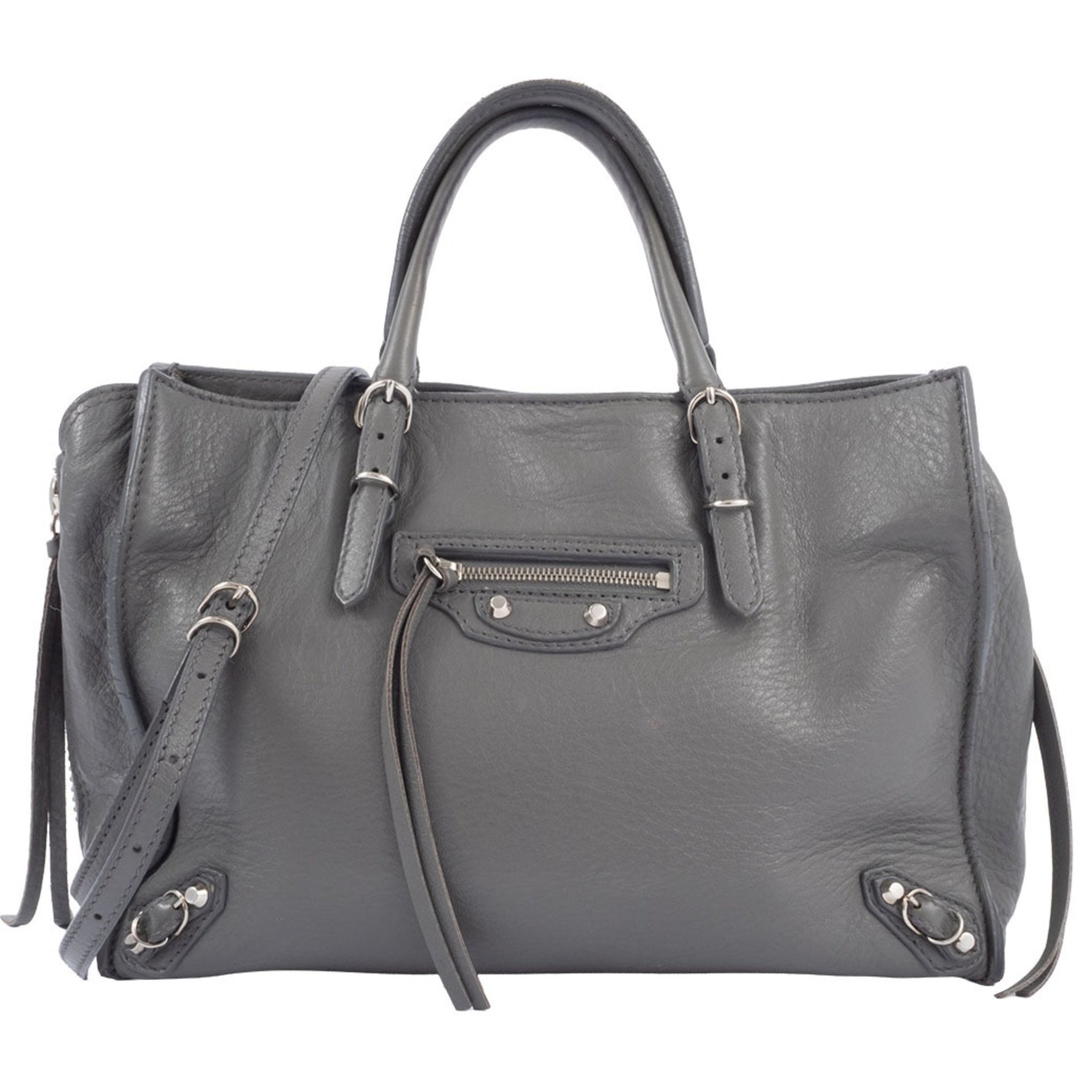 Balenciaga Paper Mini Handbag Leather Dark Grey