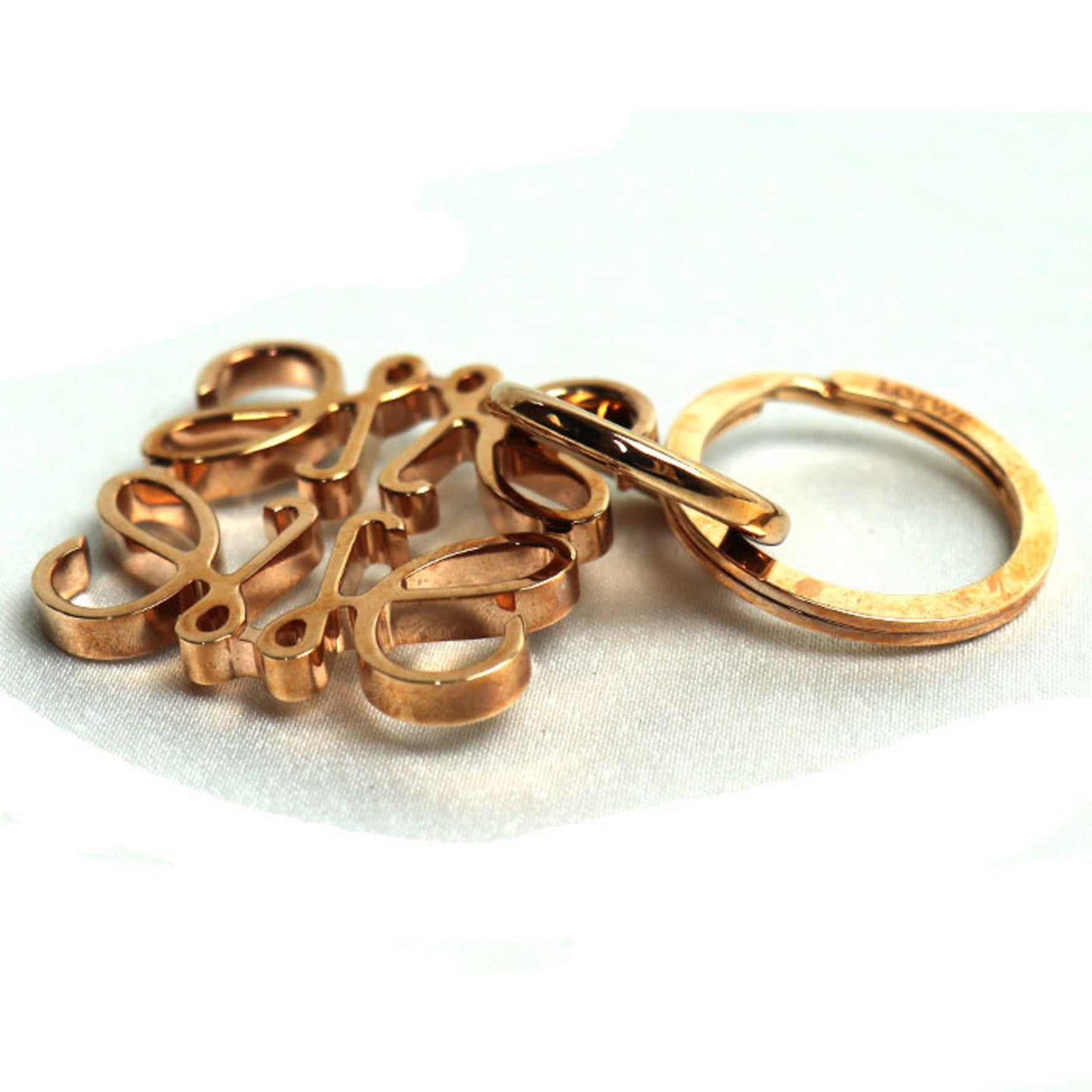 LOEWE Anagram Keyring Key Holder Rose Gold 111.29.203