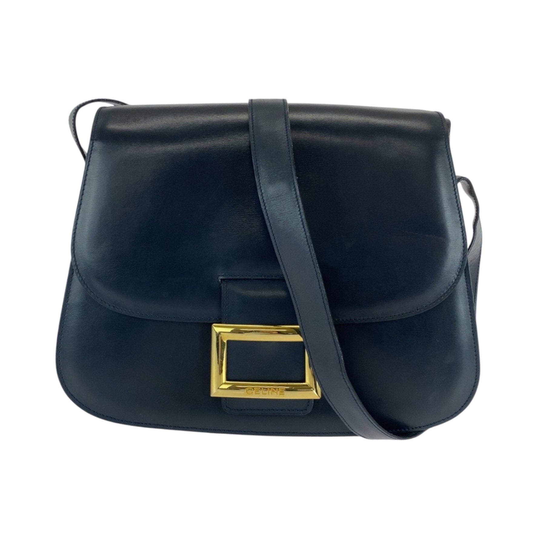 CELINE Vintage Gold Hardware Leather Shoulder Bag Pochette