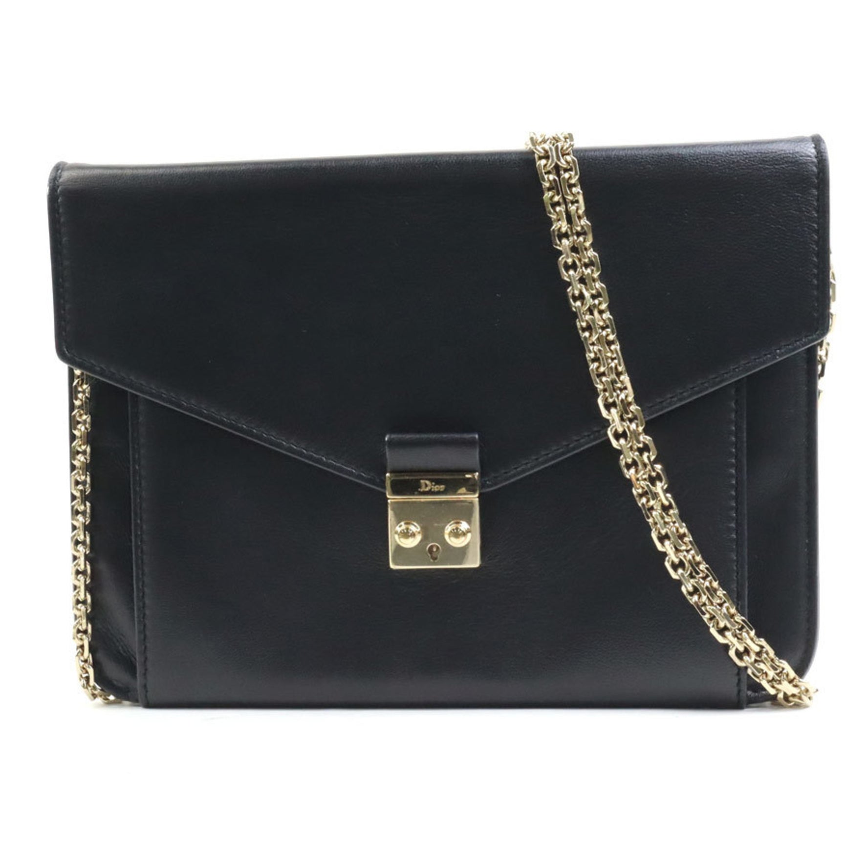 Christian Dior Chain Wallet Clutch Bag Leather Ladies
