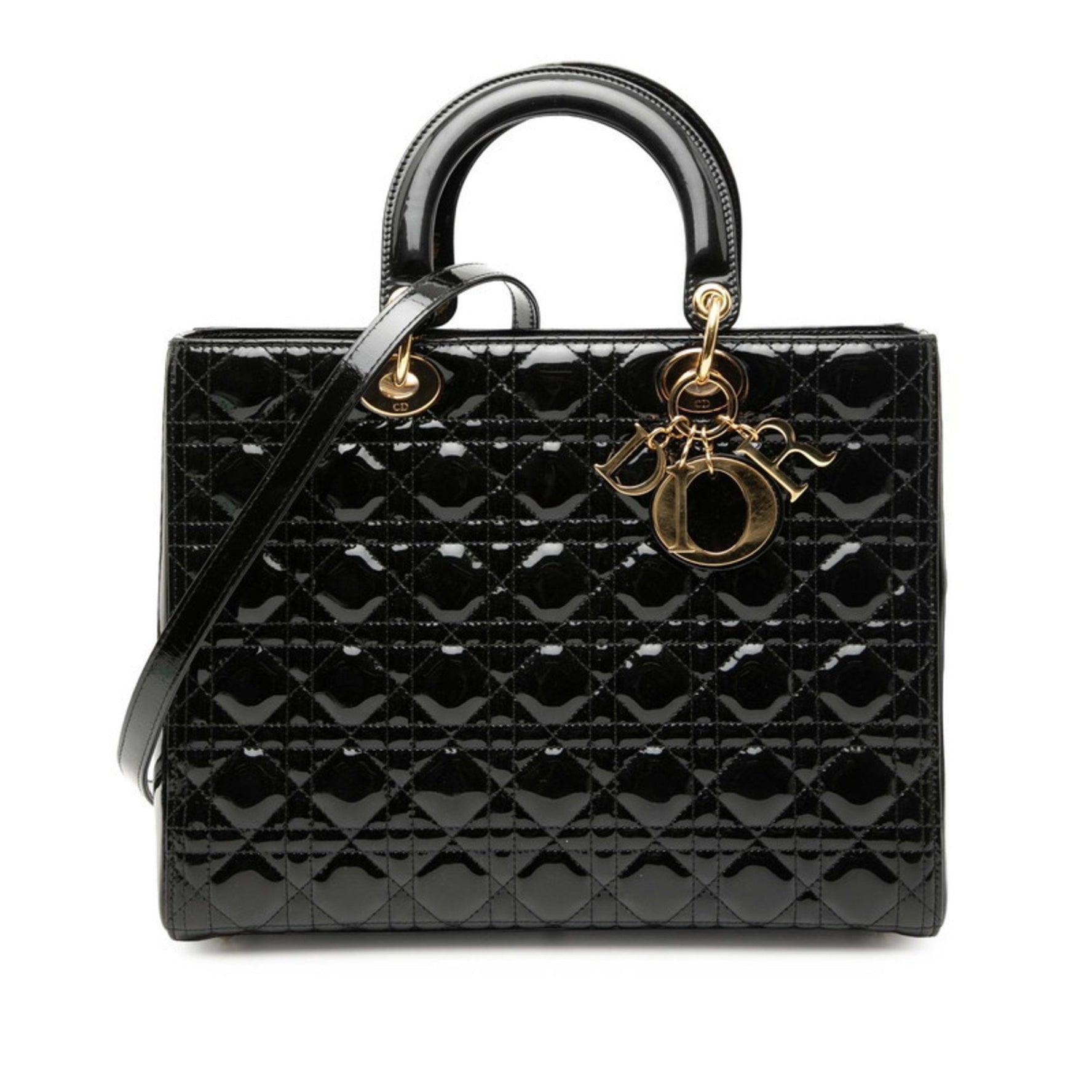 Christian Dior Dior Cannage Lady Large Handbag/Shoulder Bag, Patent Leather