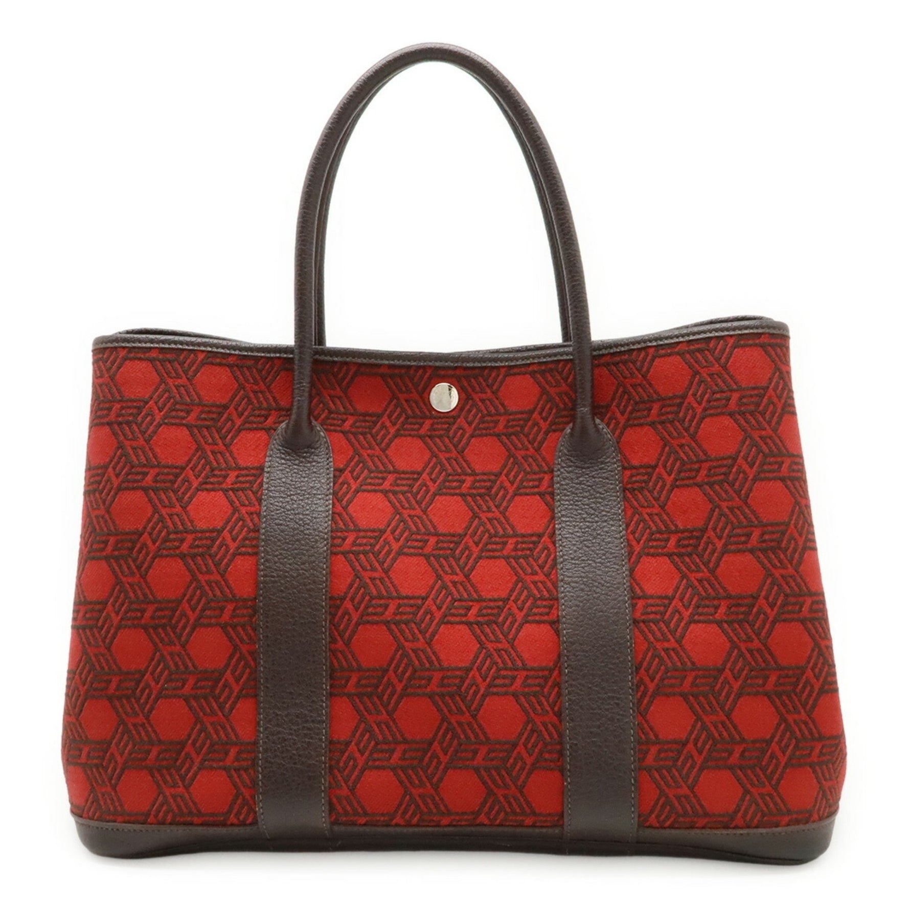 HERMES Garden PM 36 Tote Bag, Handbag, Toile Seau H Leather, Rouge Garance Red, K Stamp