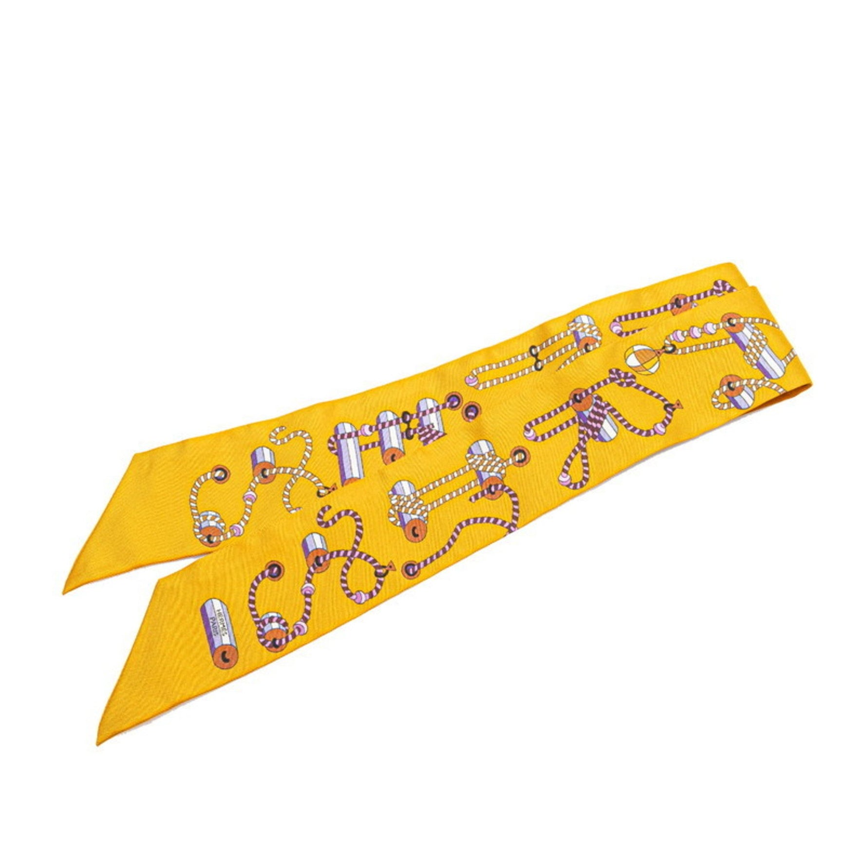 Hermès Twilly Cordage Scarf, Orange, Purple, Multicolor, Silk, HERMES