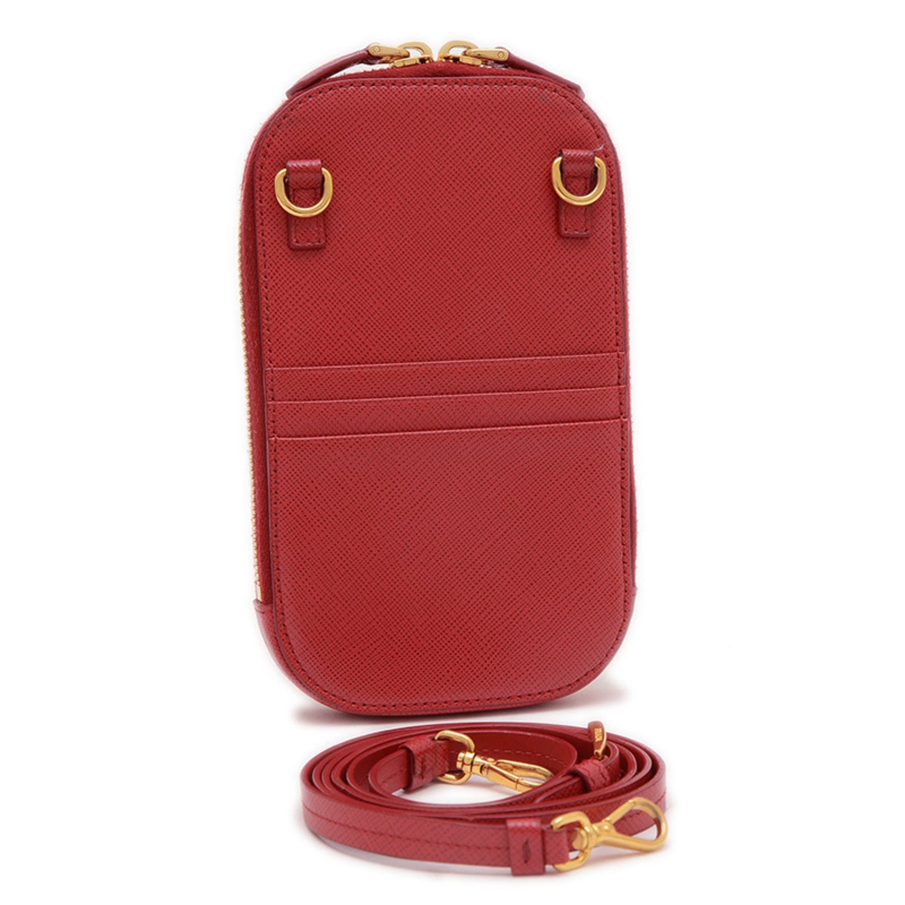 Prada Mini Bag Shoulder Saffiano Leather Red Gold Hardware BP