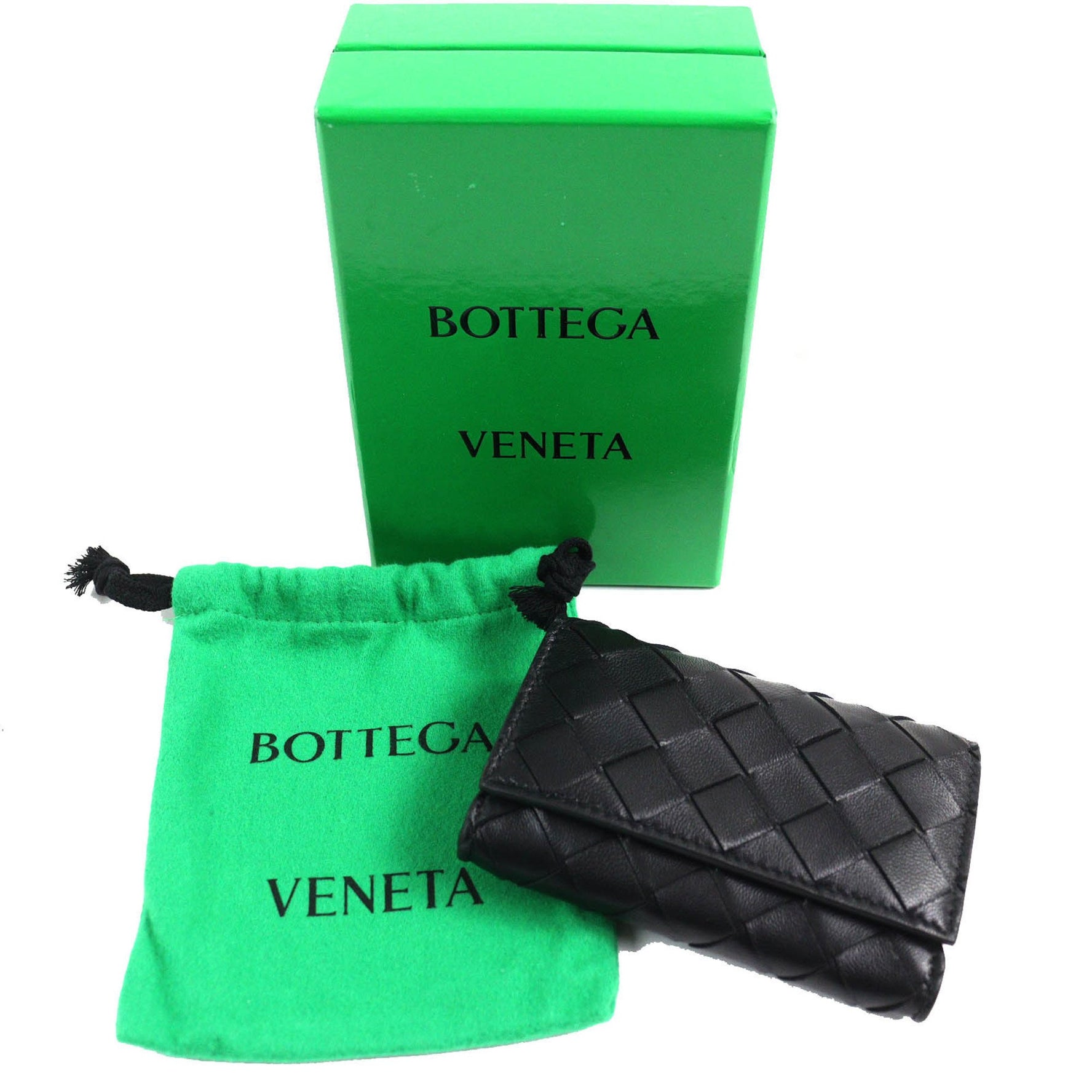 BOTTEGA VENETA Intrecciato Compact Wallet, Leather, Includes Dust Bag, Made in Italy