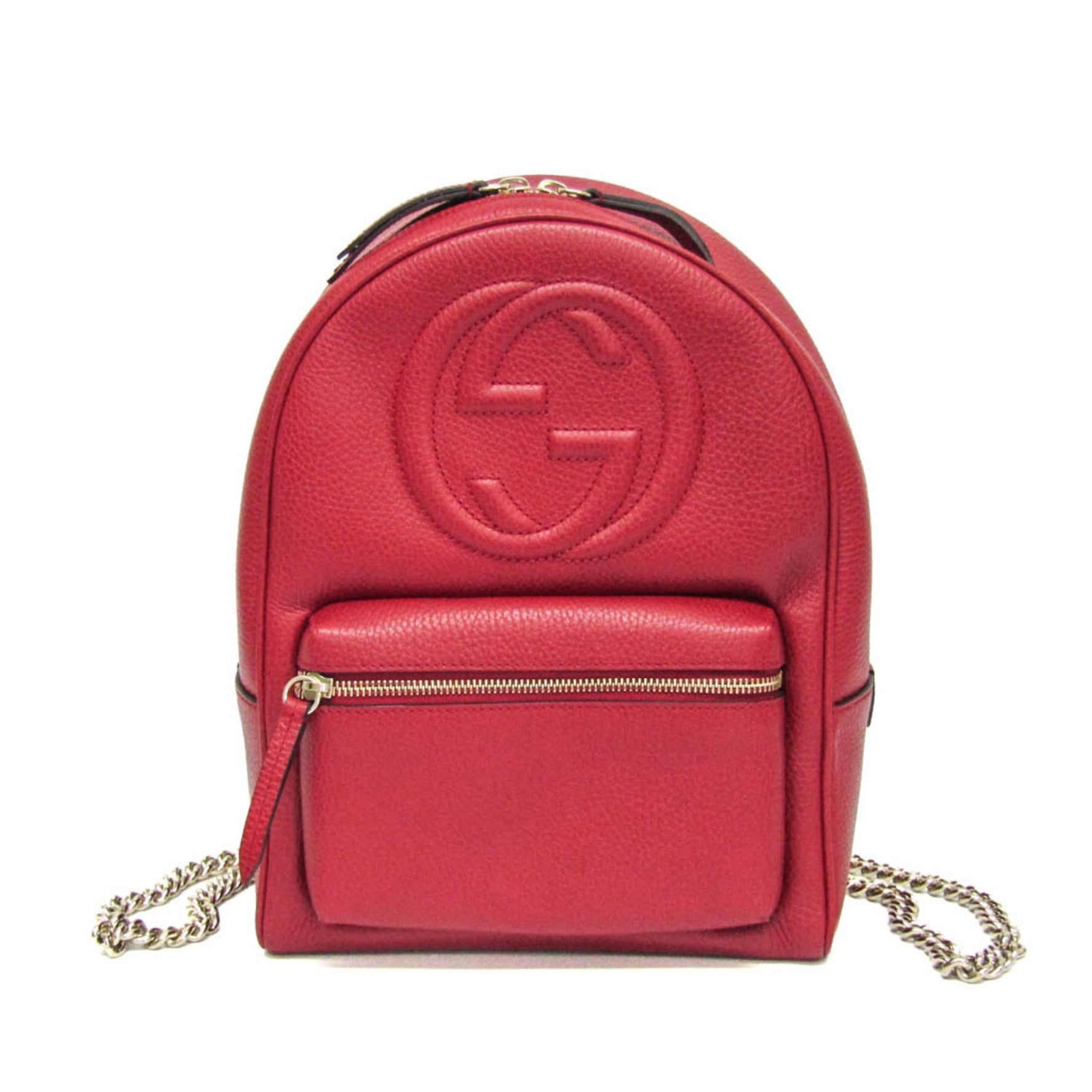 Gucci Soho Interlocking G Leather Backpack Red Color