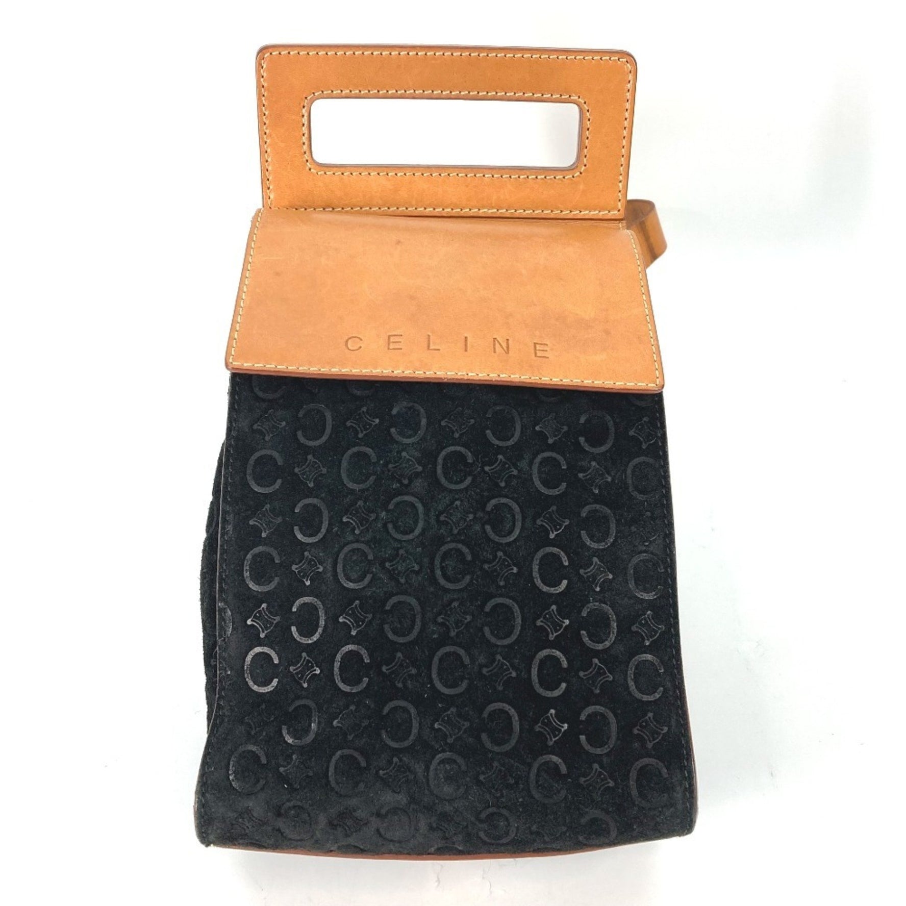 CELINE Crossbody Bag Logo Macadam Belt Shoulder Leather/Suede Brown