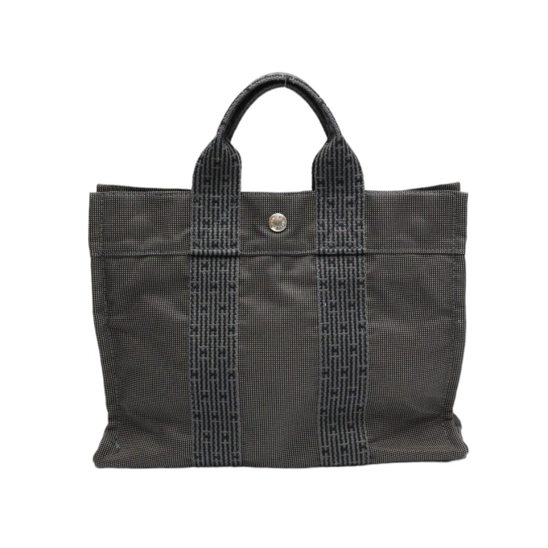 HERMES Handbag Air Line Canvas Grey