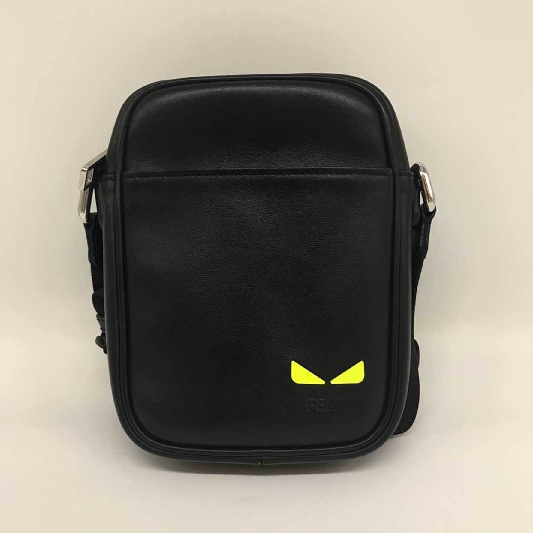 Fendi Shoulder Bag Isee Black Neon Yellow Leather
