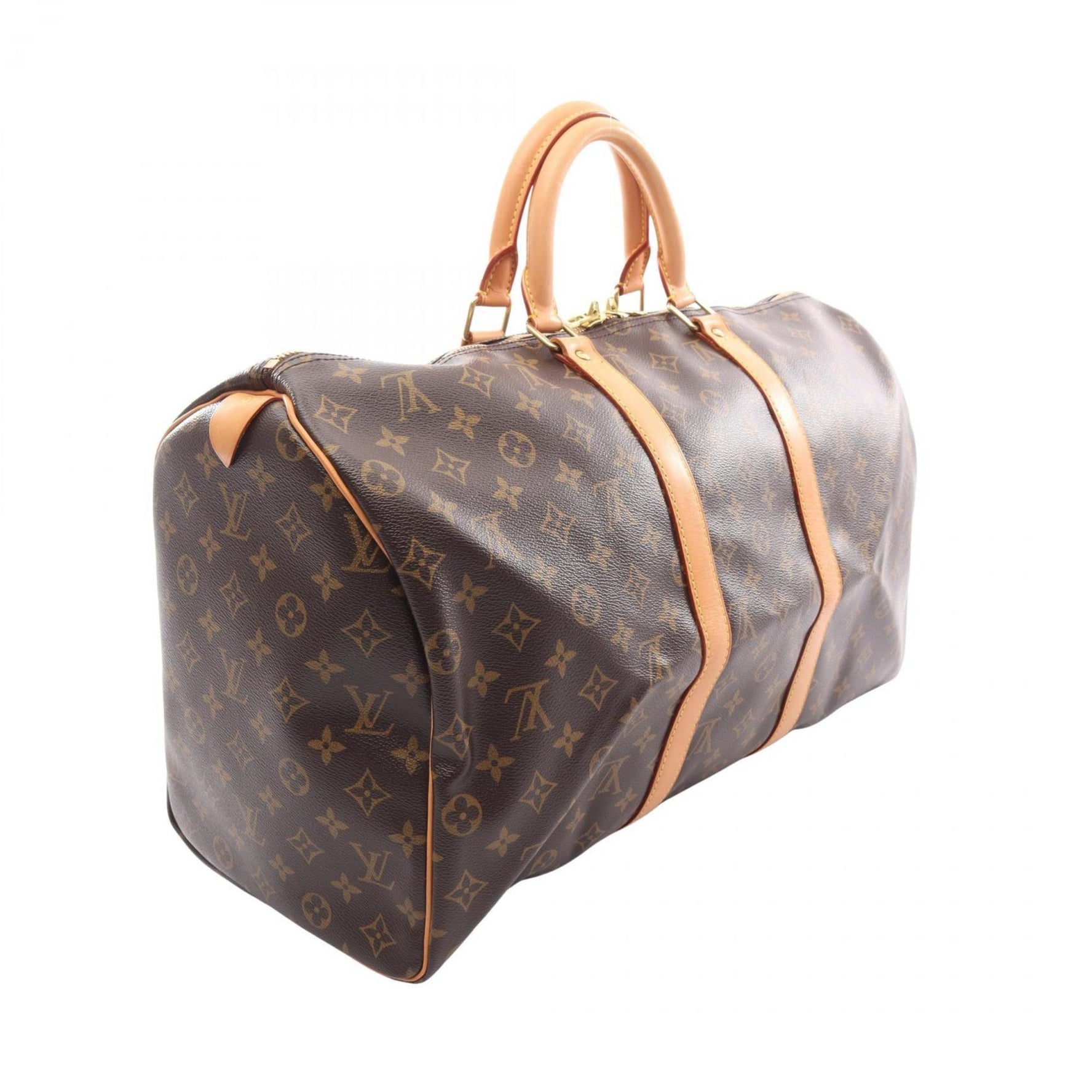 Louis Vuitton Keepall 50 Boston Bag, Coated Canvas and Leather, Monogram, Brown, Men's