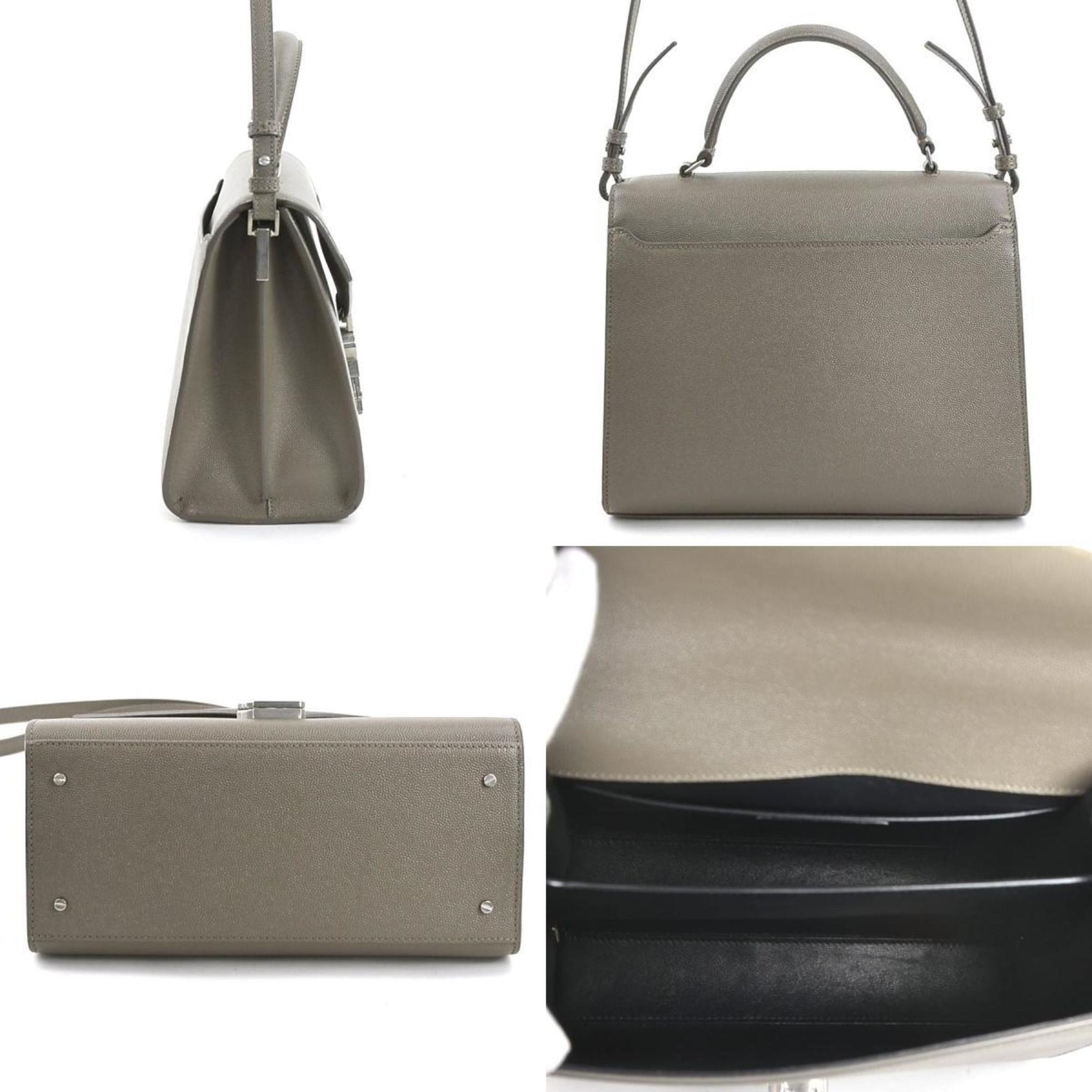 Saint Laurent handbag shoulder bag leather grey silver
