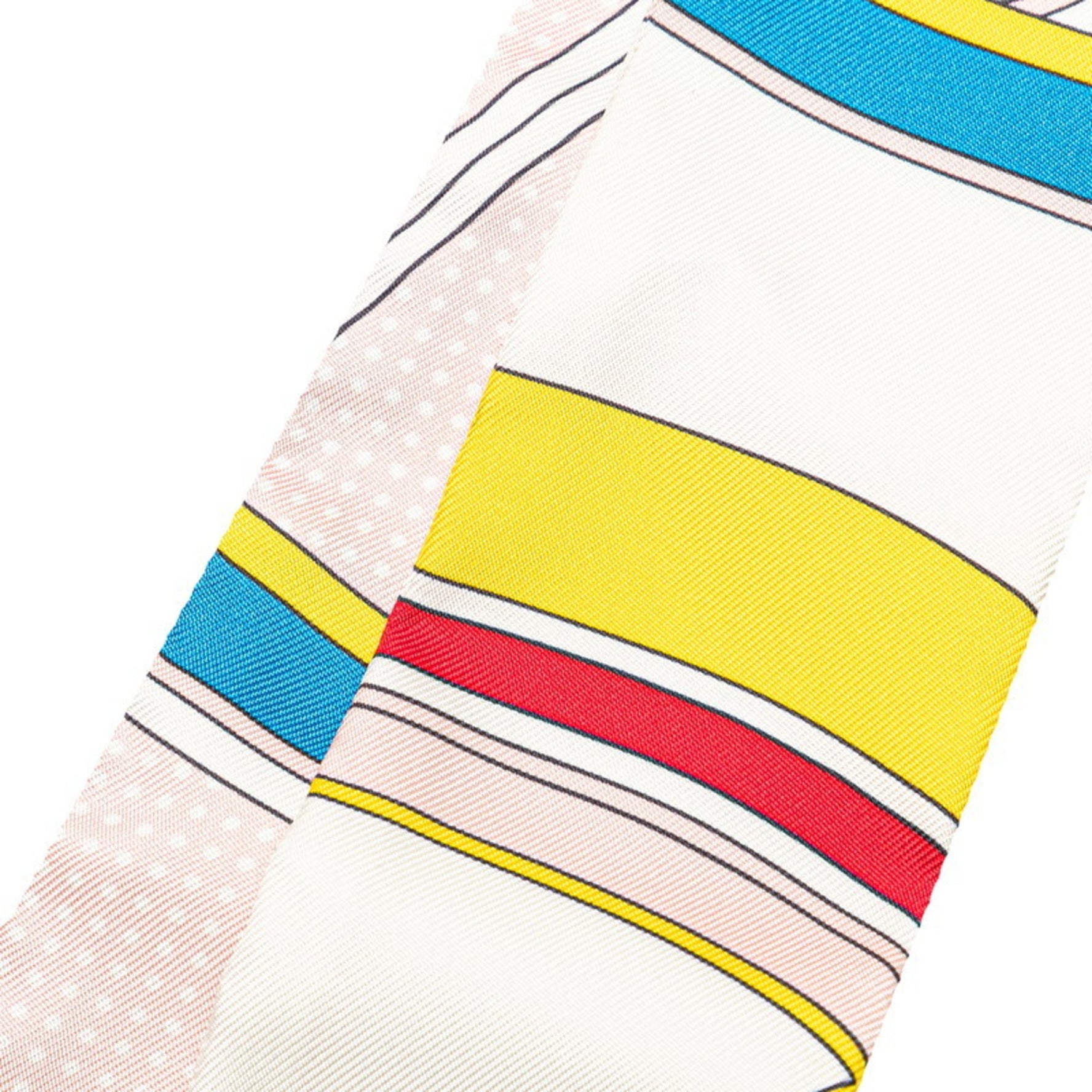 Hermes Twilly Washington's Carriage Detail George Scarf Muffler White Multicolor Silk