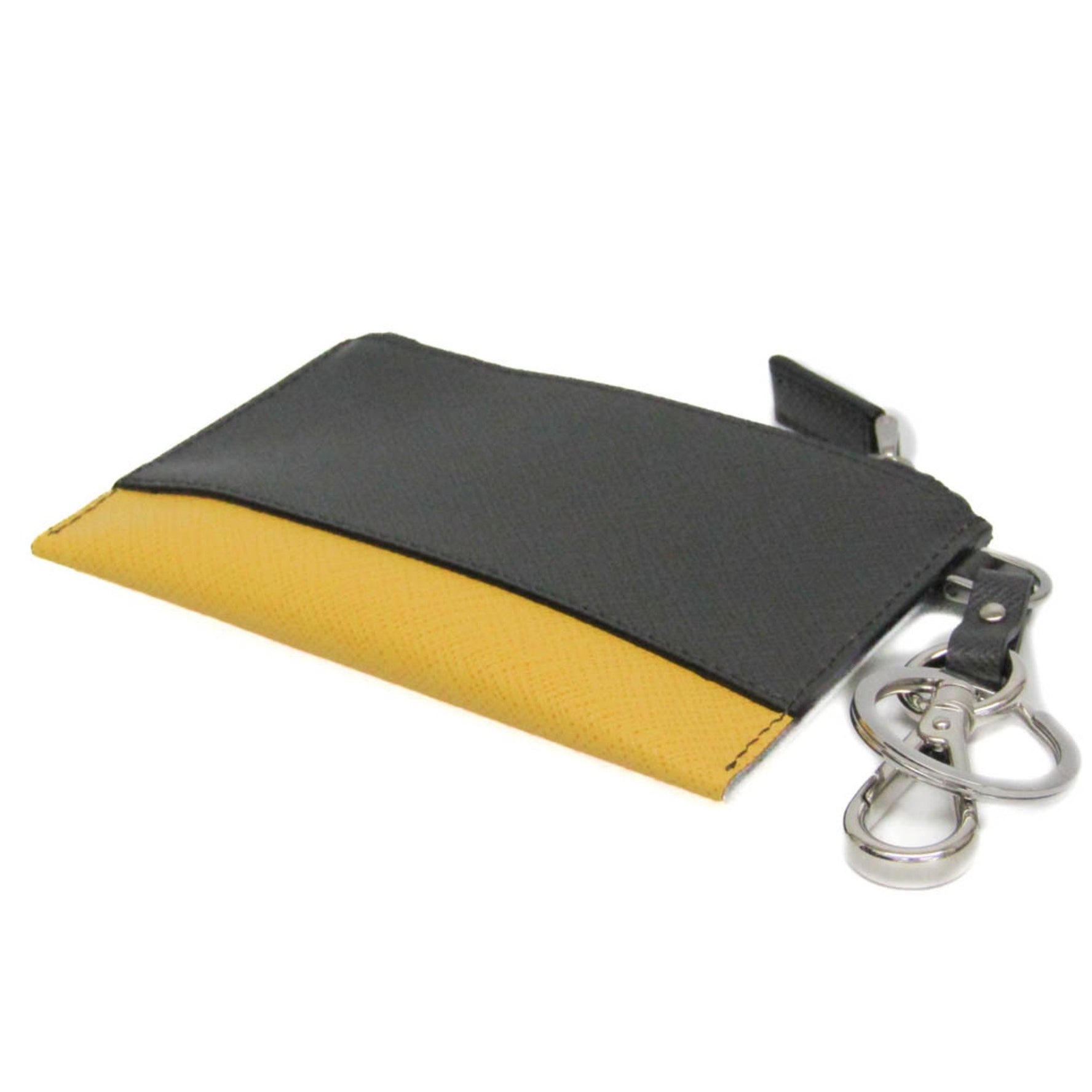 Prada Saffiano Pradamalia Socks With Key Ring 2TT080 Men,Women Saffiano Coin Purse/coin Case Black,Yellow