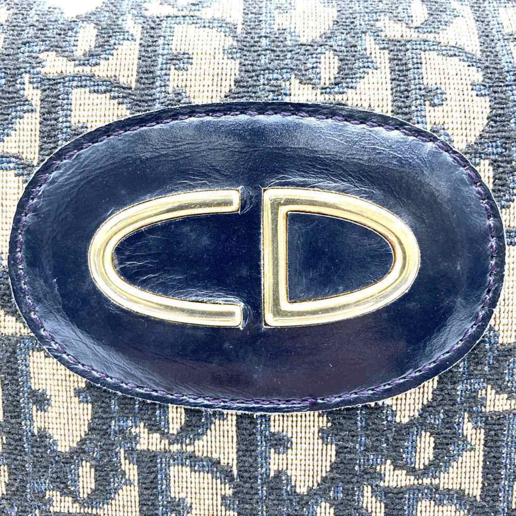 Christian Dior Dior Handbag Boston Bag Blue Canvas Trotter Men's