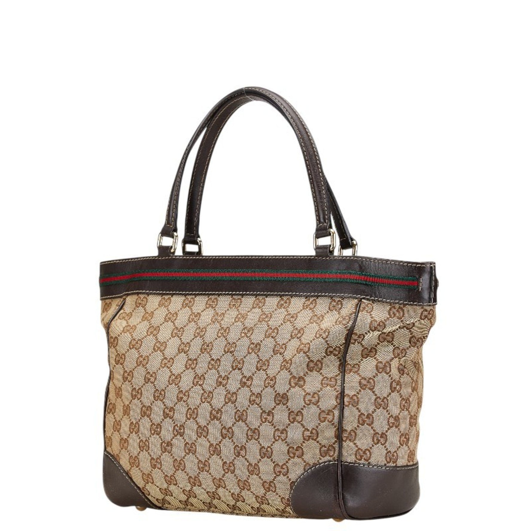 Gucci GG Canvas Sherry Line Mayfair Tote Bag Handbag Leather