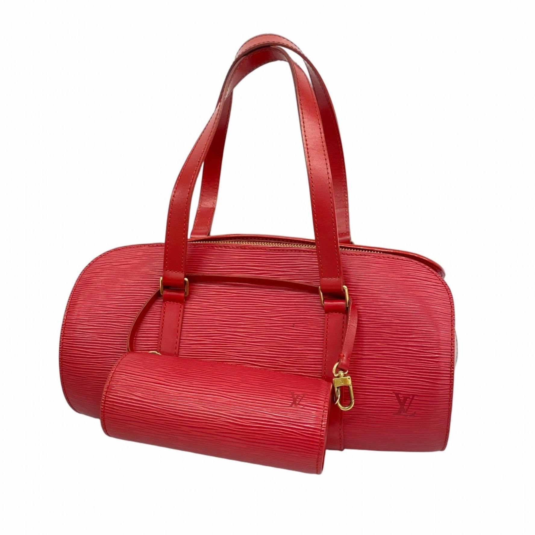 Louis Vuitton Epi Soufflot Handbag Castilian Red