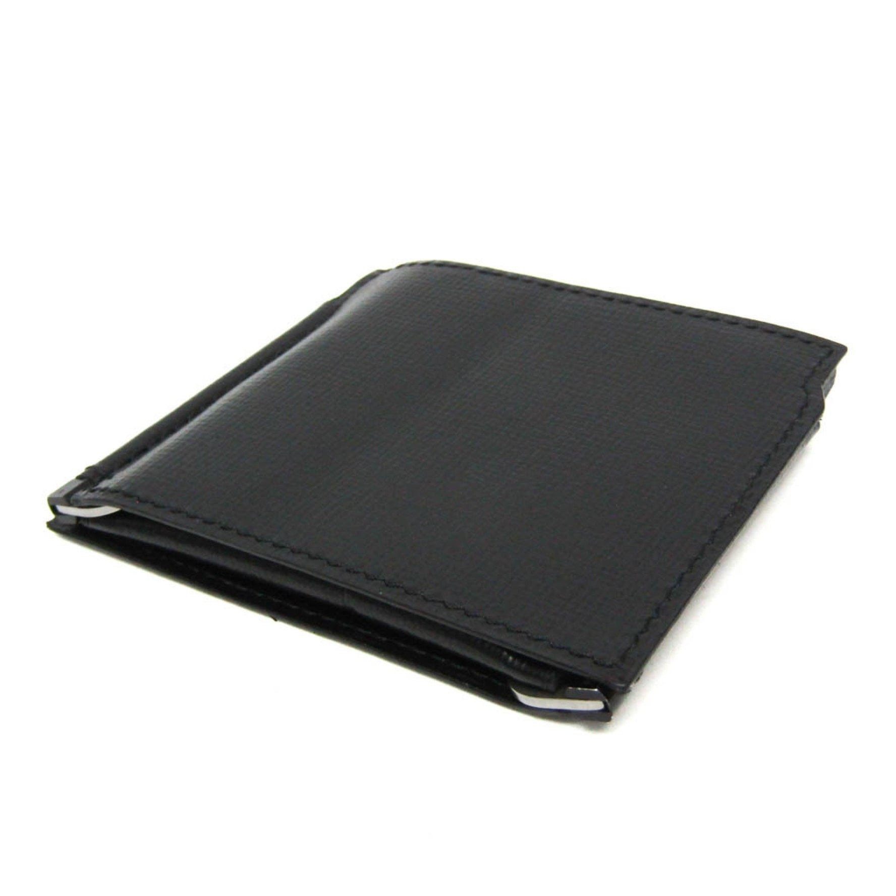 Valextra V0L54 Men's Leather Money Clip Black