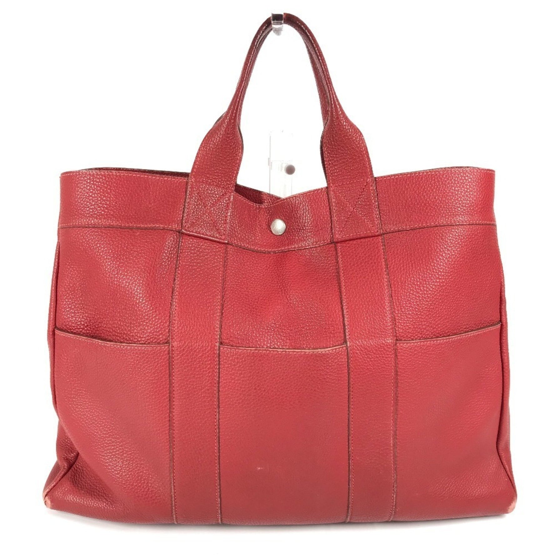 HERMES Foule MM Tote Bag All Leather Handbag Men Women Red